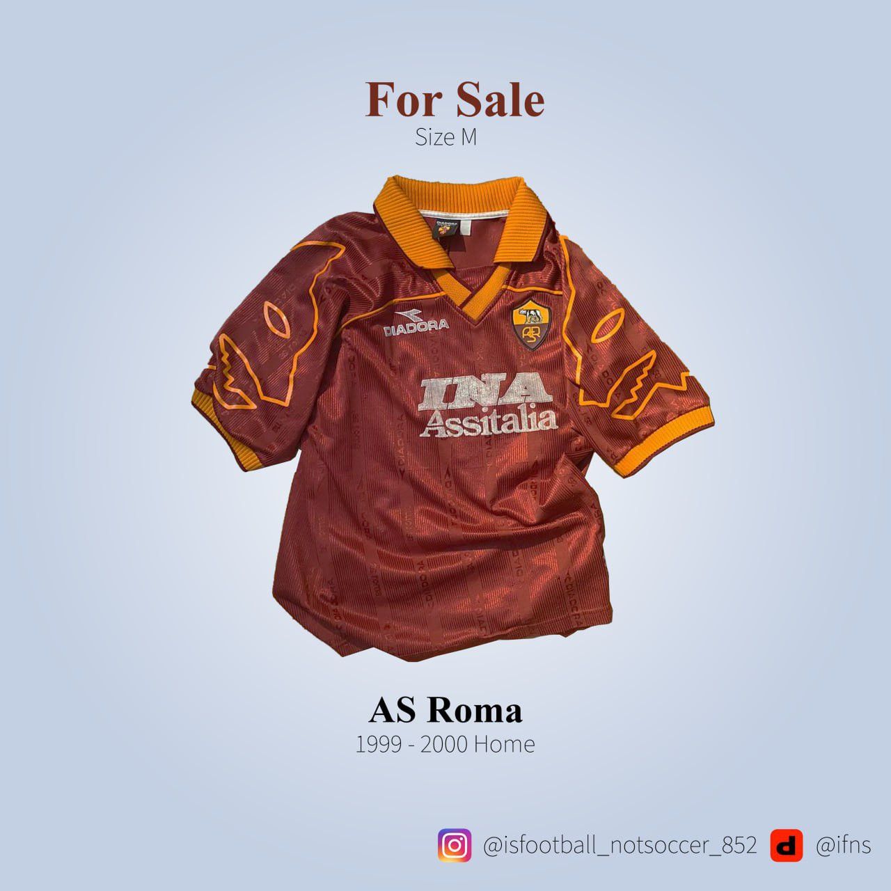 Diadora AS Roma 1999 Home Football Shirt / Soccer Jersey