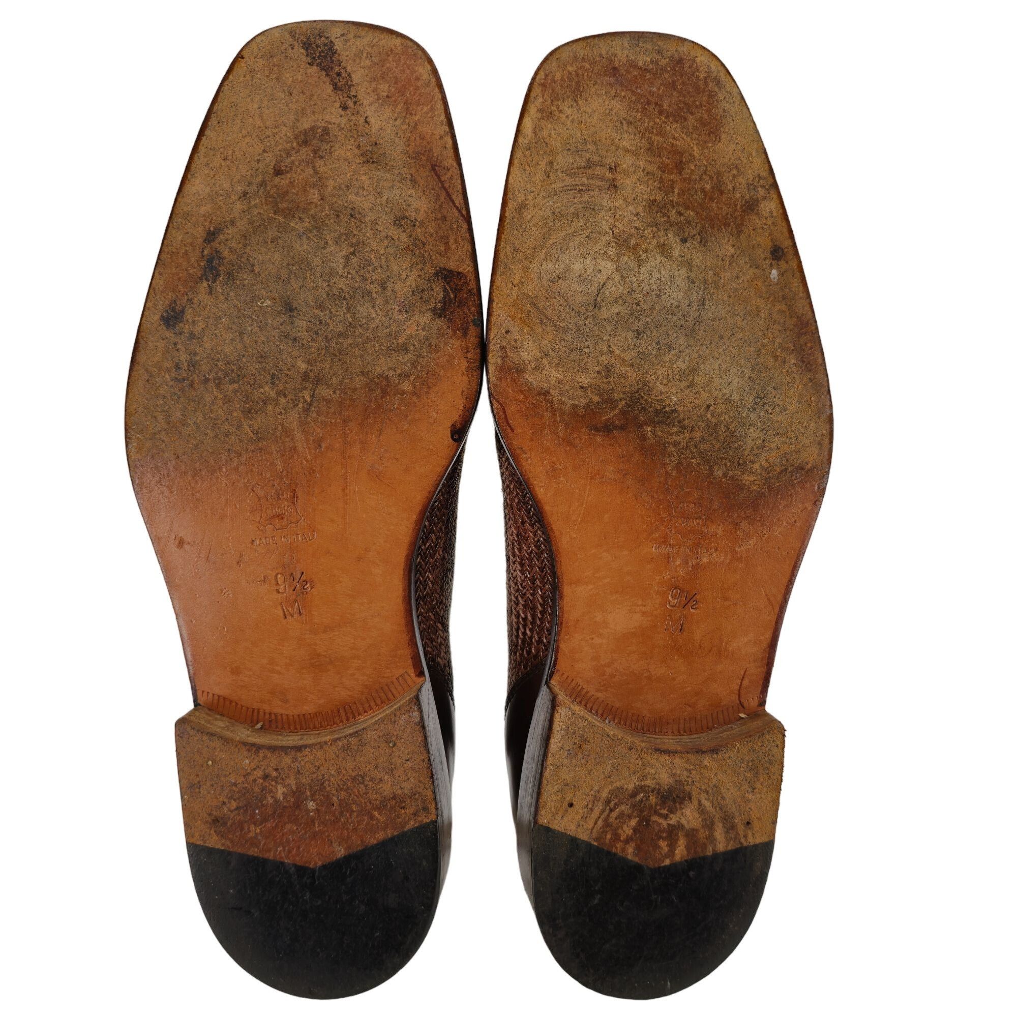 Vintage R. Martegani Italy Exotic Alligator and Woven Fabric Brown D Size US 9.5 / EU 42-43 - 5 Thumbnail