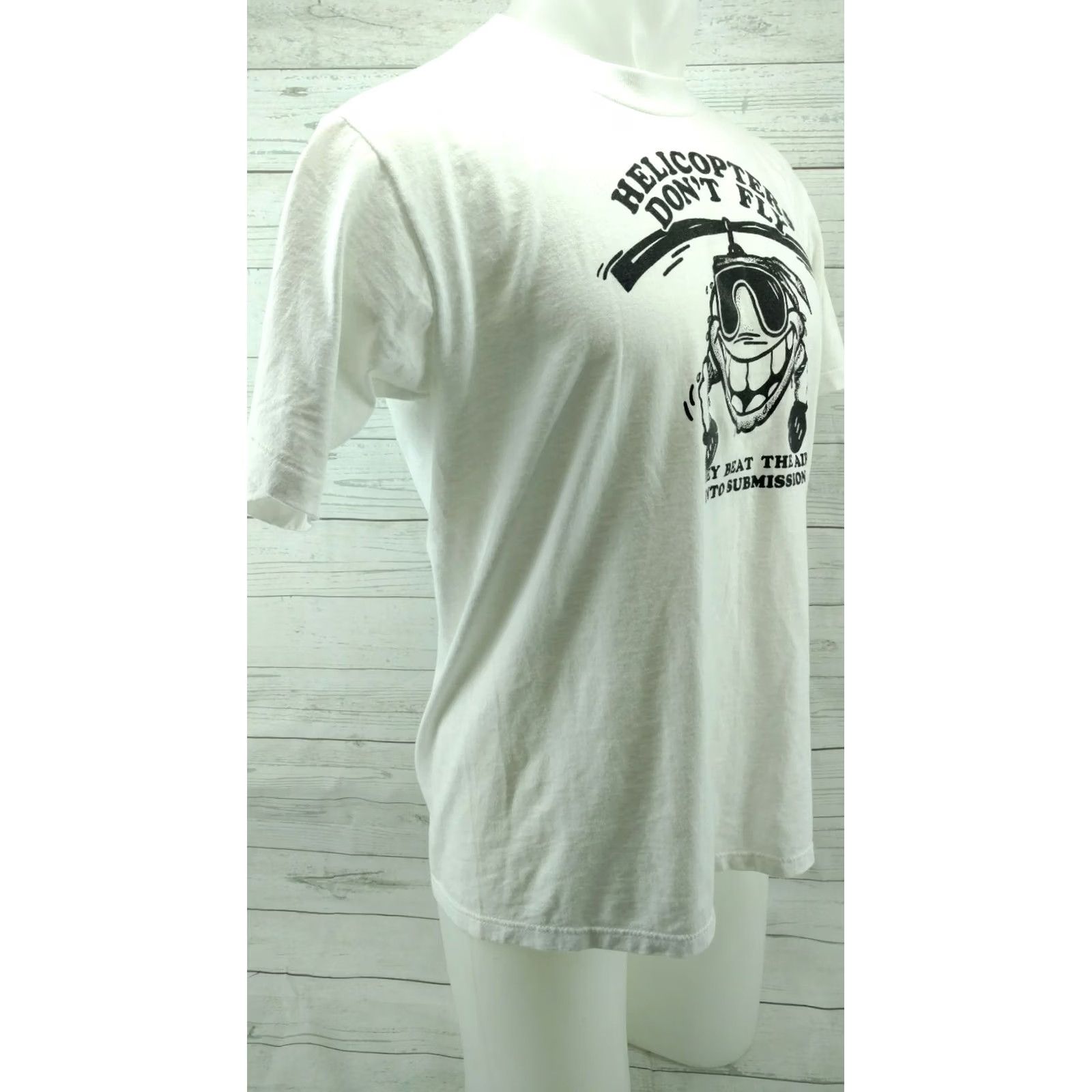 Jerzees Rare Vintage Helicopters Don't Fly Beat The Air Shirt L Large White 80s Jerzees Short Sleeve Mens Women Size US L / EU 52-54 / 3 - 4 Thumbnail