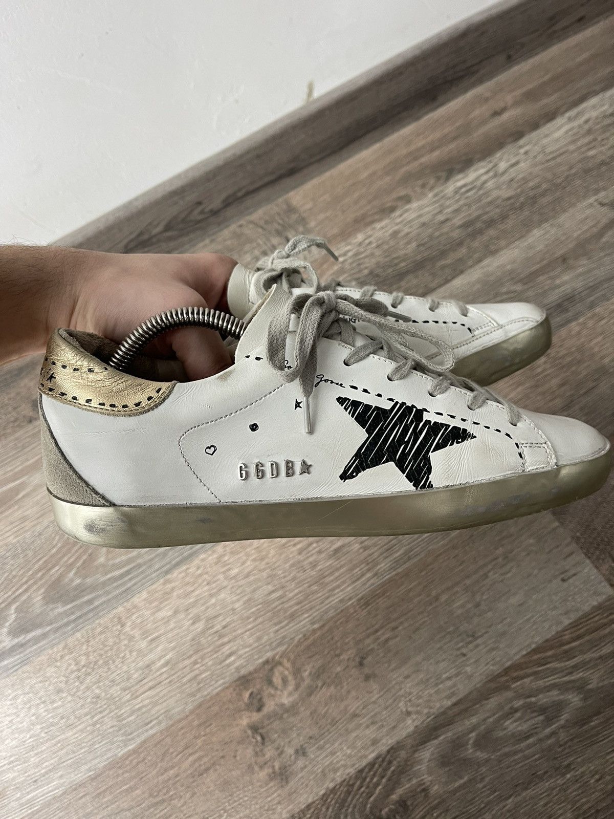 Golden Goose Golden Goose Super-Star Sneakers White Gold Glitter Star 39 Size US 9 / IT 39 - 6 Thumbnail