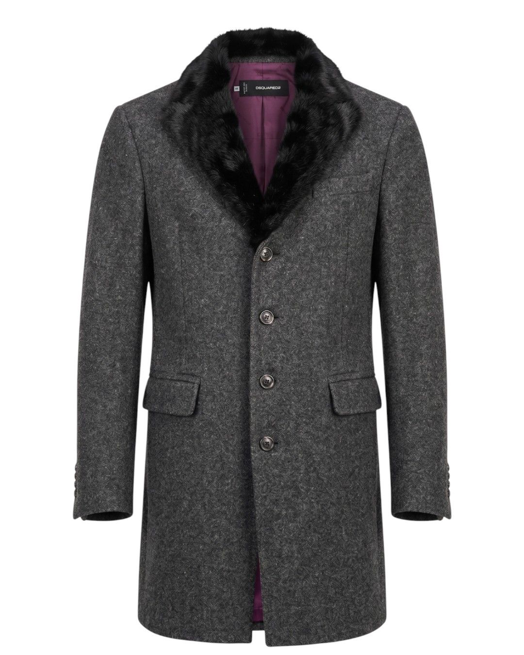 Dsquared2 MINK FUR COLLAR DOUBLE LAYERED WOOL COAT Size US M / EU 48-50 / 2 - 2 Thumbnail