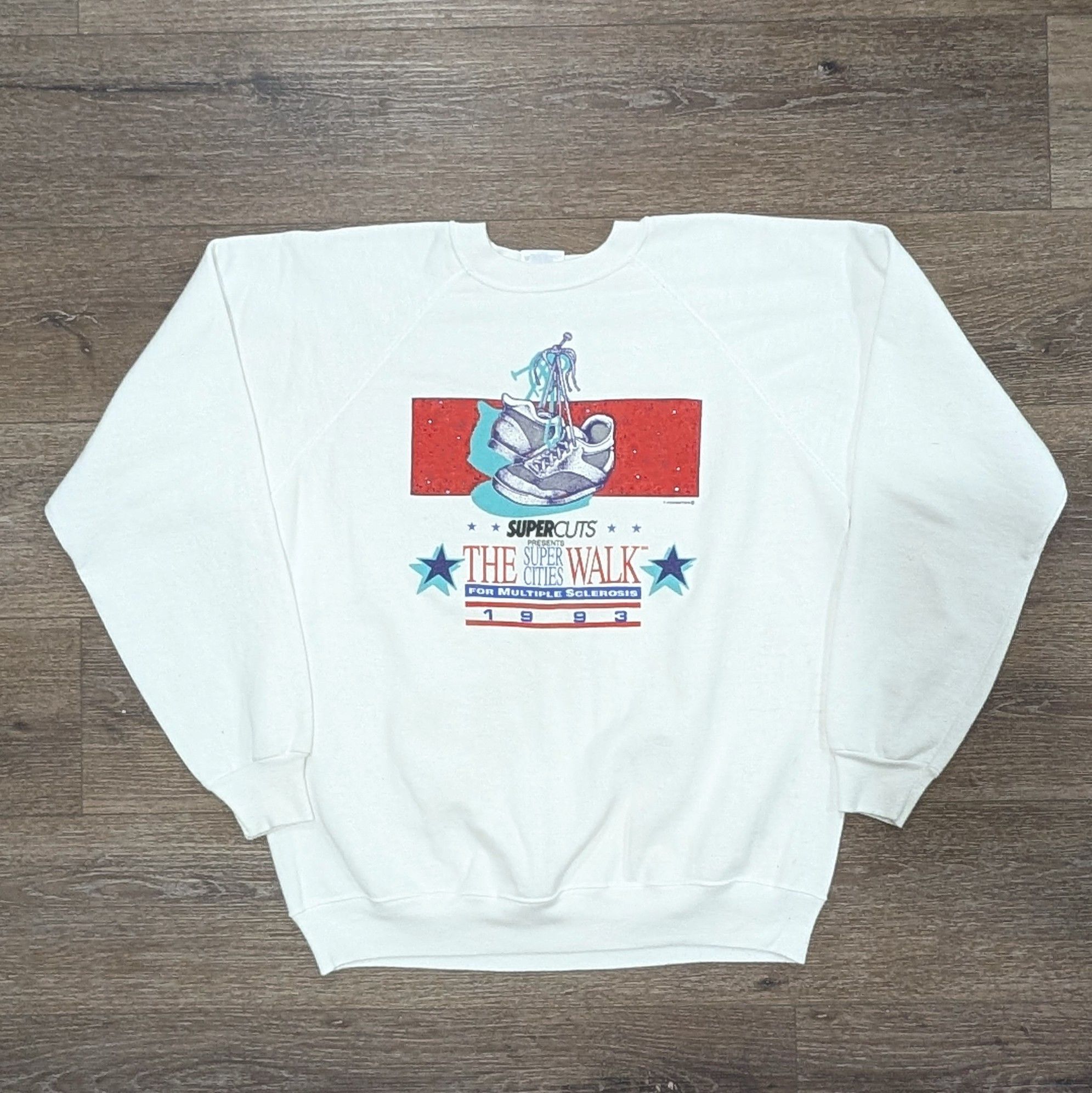 Hanes Vintage Supercuts Walk for Multiple Sclerosis 1993 crewneck Size US L / EU 52-54 / 3 - 1 Thumbnail
