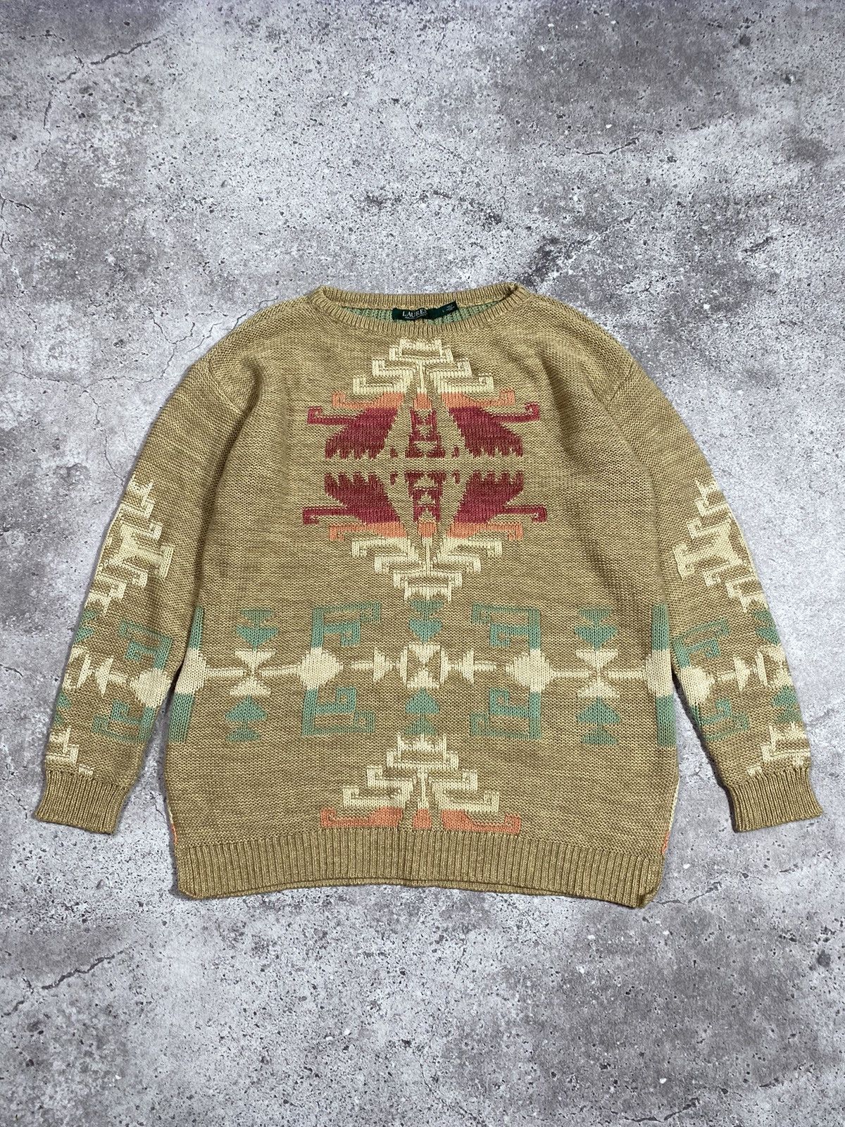 Ralph Lauren × Vintage RALPH LAUREN Aztec sweater Size L / US 10 / IT 46 - 1 Thumbnail