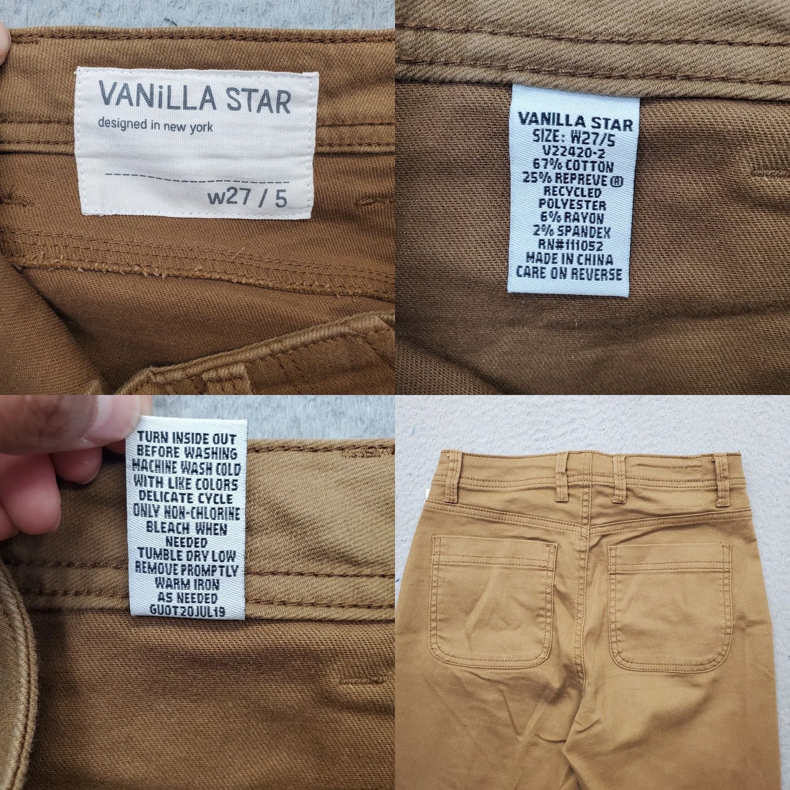 Vintage Vanilla Star Cargo Pants Womens 27/5 Tan Cotton Blend Classic Tapered Leg Size 27" / US 4 / IT 40 - 8 Thumbnail
