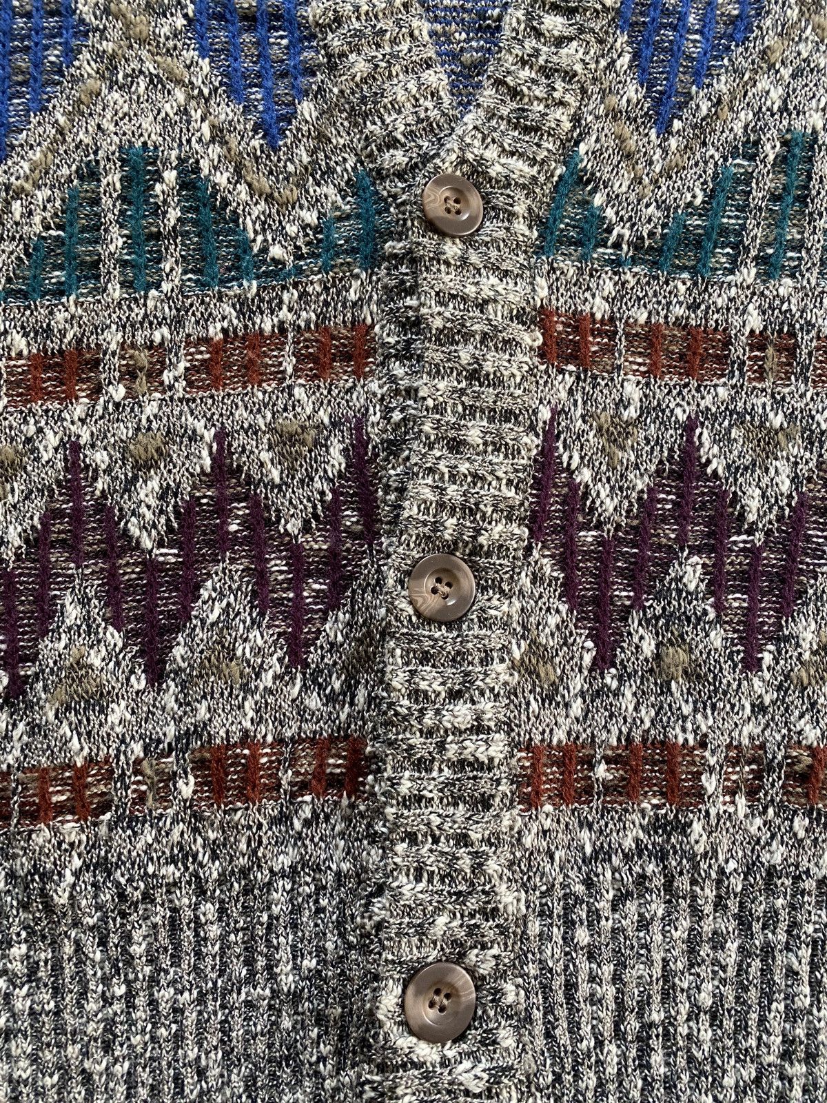 Vintage Vintage 80’s Michael Gerald Multi Pattern Cardigan Sweater Size US L / EU 52-54 / 3 - 8 Thumbnail