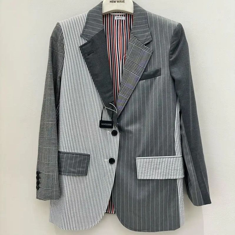 Thom Browne Thom Browne Color-Block Long Sleeve Coat for Men 0089 Size US M / EU 48-50 / 2 - 1 Thumbnail