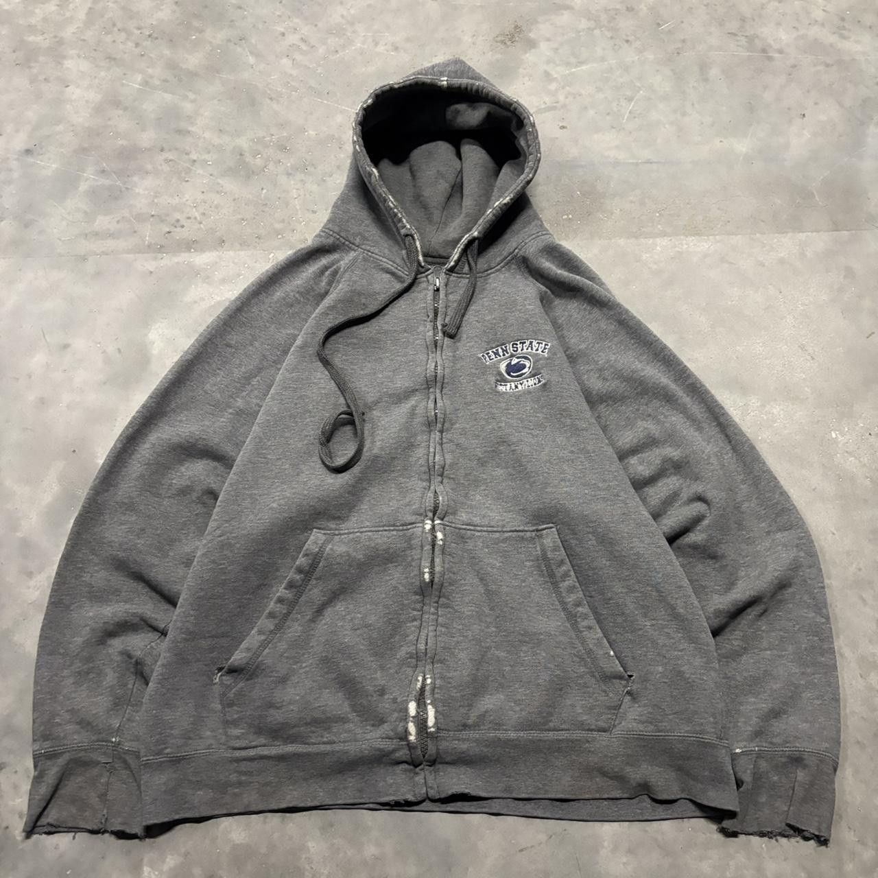 Japanese Brand × Vintage Crazy Vintage 90s Grey Penn State College Distressed Zip Up Hoodie! Size US L / EU 52-54 / 3 - 1 Thumbnail