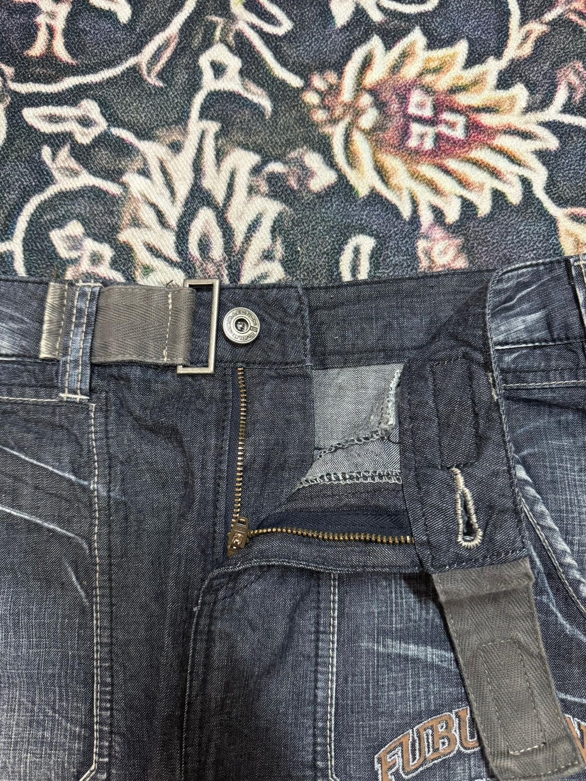 Seditionaries Vintage Fubu Jeans Punk Grunge Mini Skirt Denim Punk Skirt Size 30" / US 8 / IT 44 - 6 Thumbnail