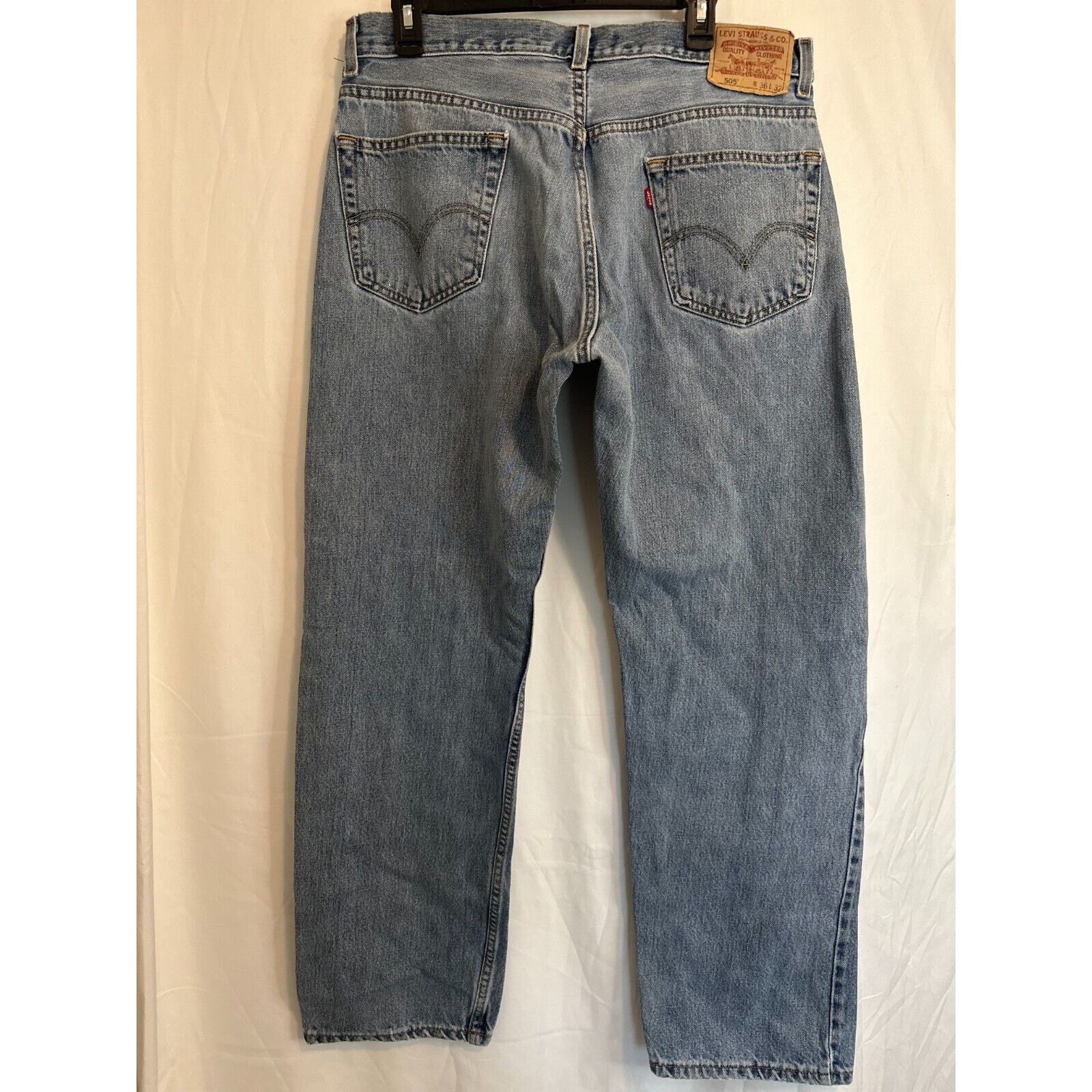 Levi's Levis 505 Straight Leg 36x32 Blue Jeans Mild Distress 90sVTG Size US 36 / EU 52 - 10 Thumbnail