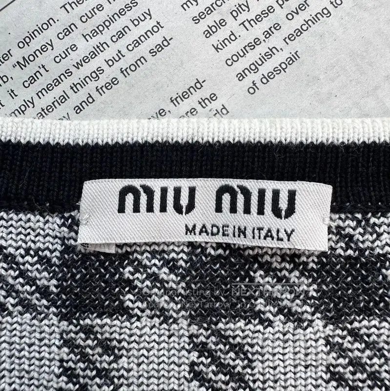 Miu Miu Miu Miu Black Checked Short Sleeve Cardigan . Size L / US 10 / IT 46 - 8 Thumbnail