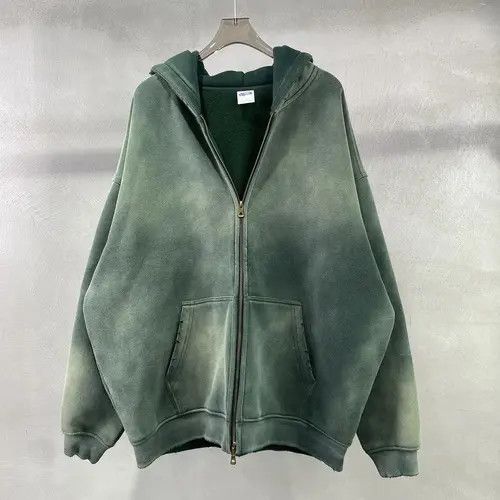 Flannel Washed distressed loose zipper gradient hoodie sweatshirt Size US M / EU 48-50 / 2 - 1 Thumbnail