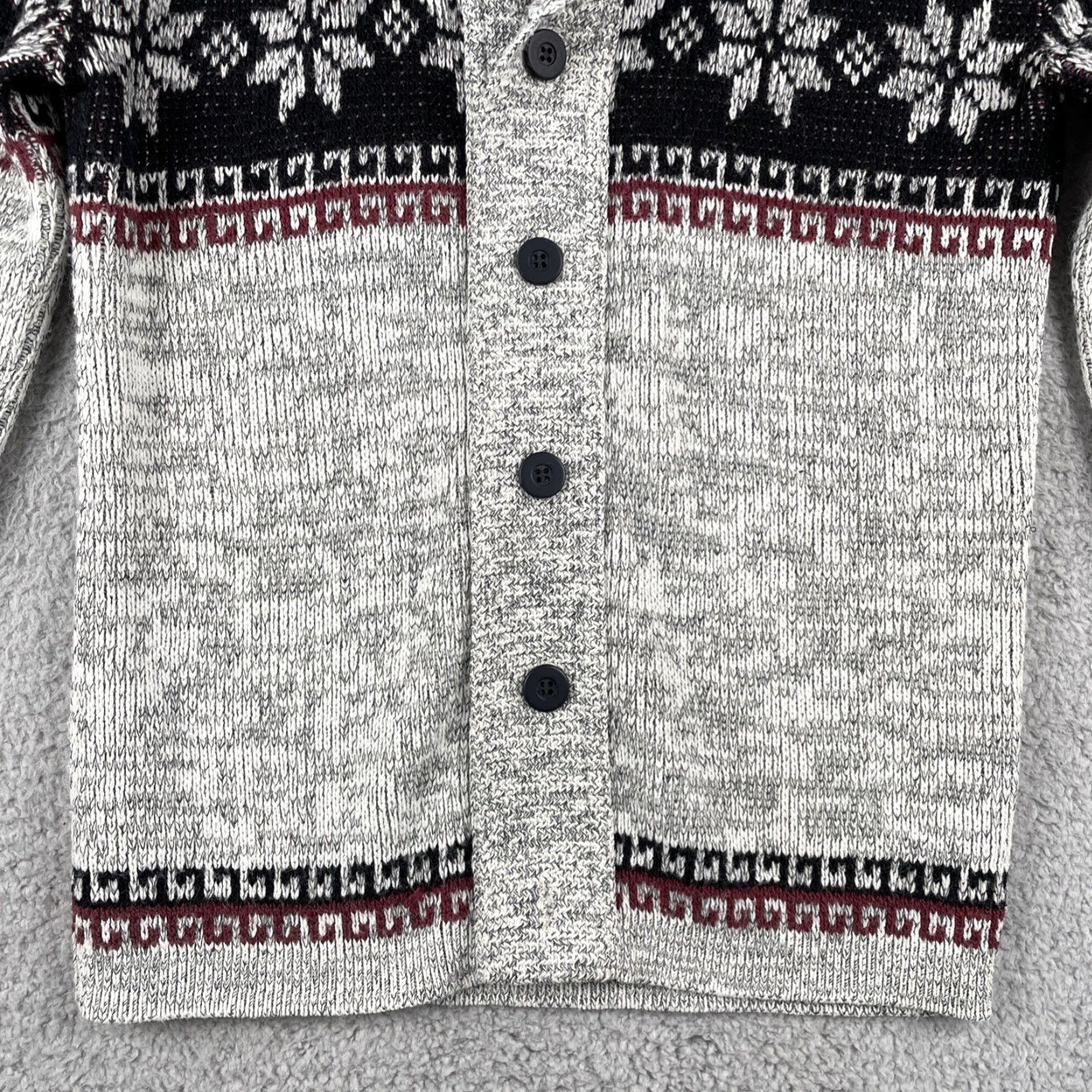 Vintage Vtg Unbranded Cardigan Sweater Geometric Stripe Design Long Sleeve Knit Collar Gray Large Men Notes: CozySoft Winter Snowflake Design Size US L / EU 52-54 / 3 - 3 Thumbnail