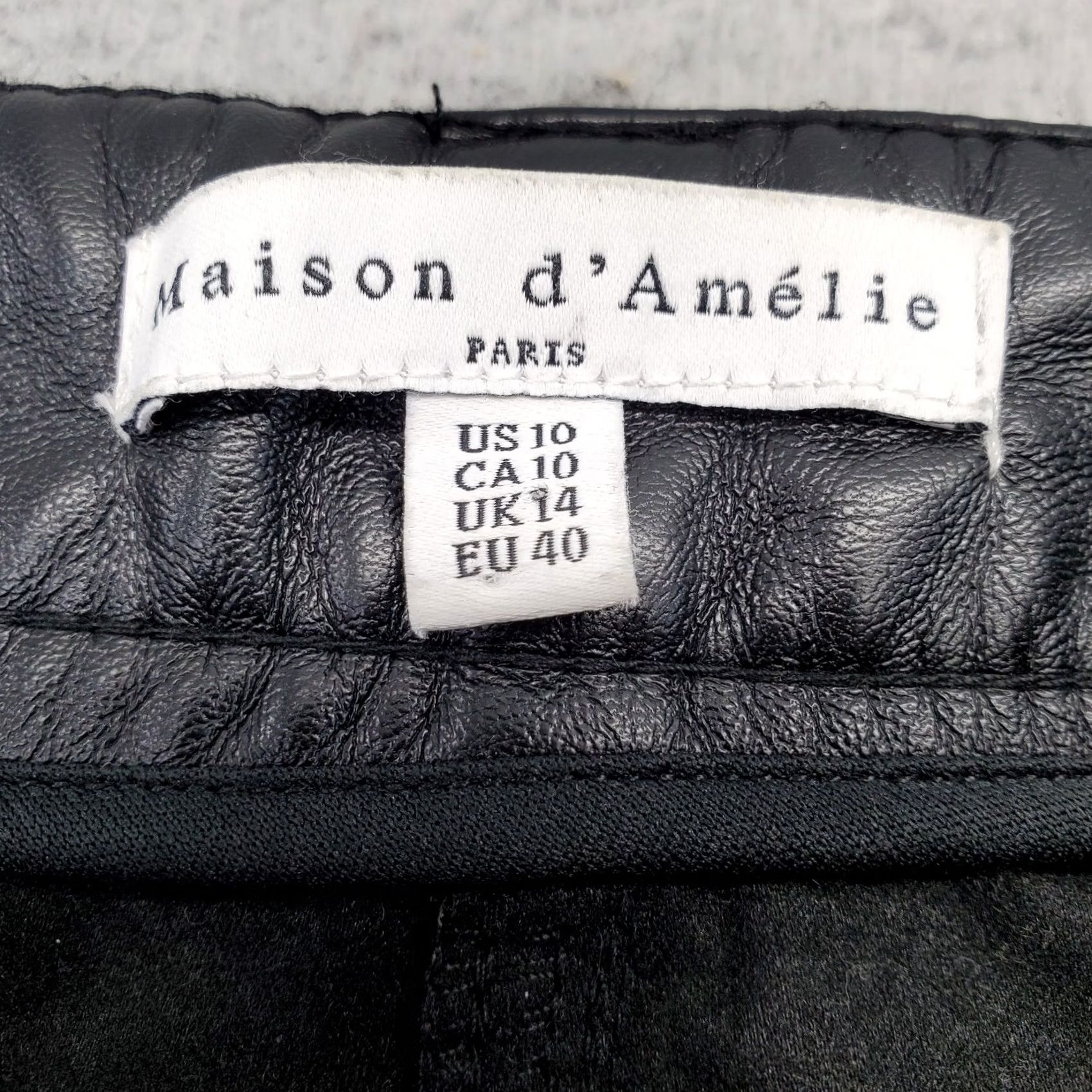 Vintage Maison d'Amélie Womens 10 Black Faux Leather Pants Flat Front Straight Leg Size 32" / US 10 / IT 46 - 3 Thumbnail