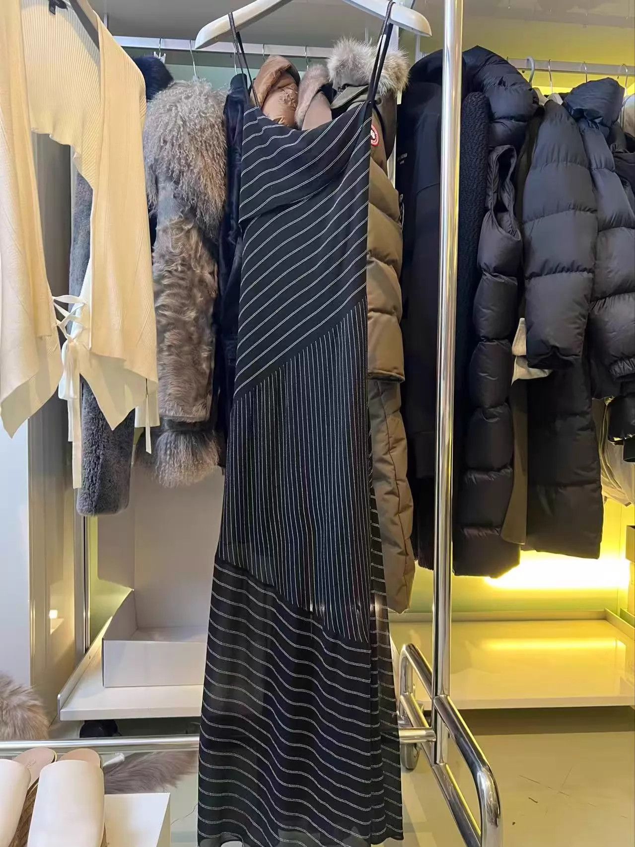 Other MARYLING Black Diagonal Stripe Silk Backless 40 Dress Size S / US 4 / IT 40 - 2 Thumbnail
