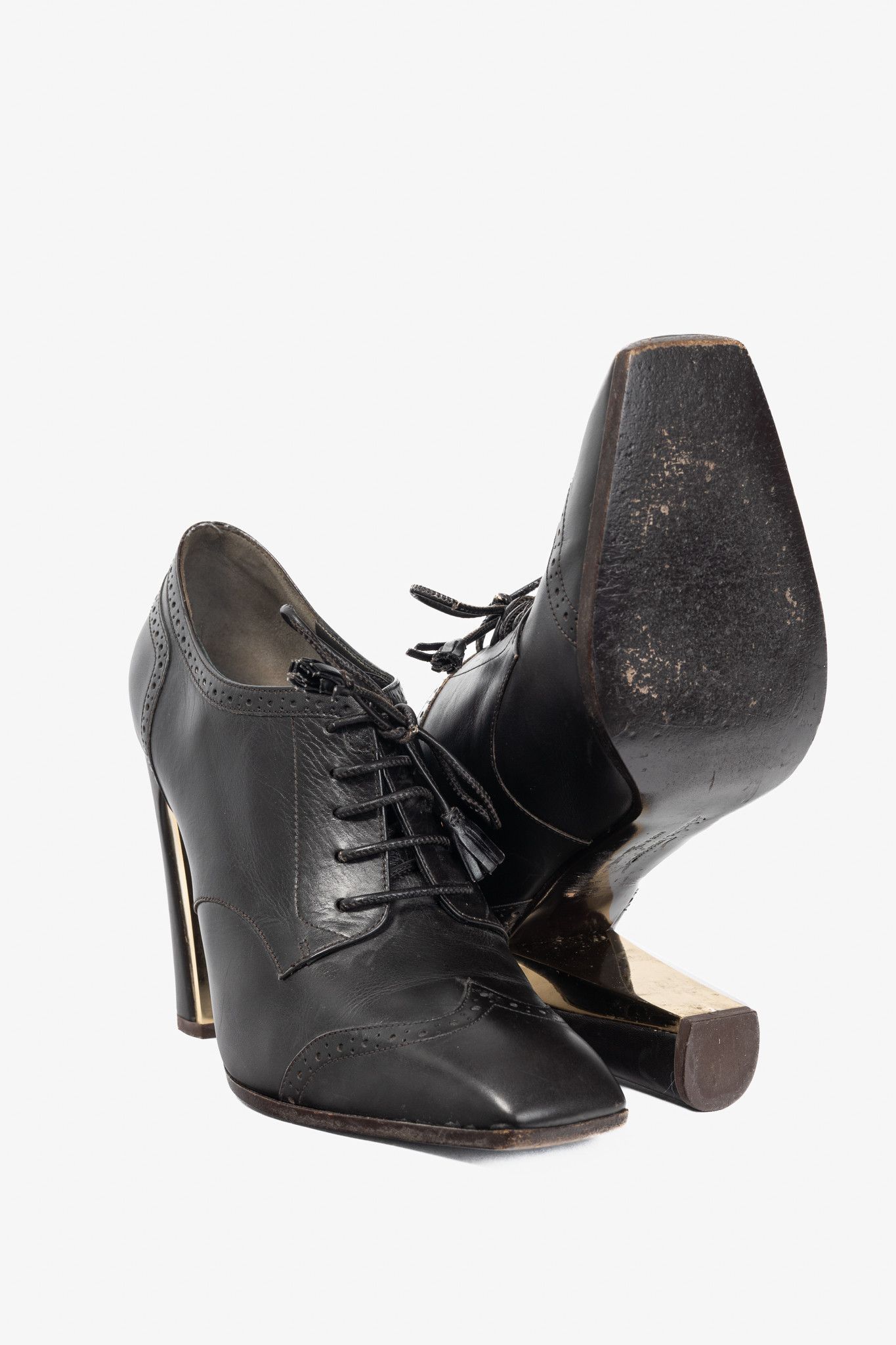 Salvatore Ferragamo Salvatore Ferragamo Fusadia Calf Wingtip Derby Heels Size US 10 / IT 40 - 4 Thumbnail