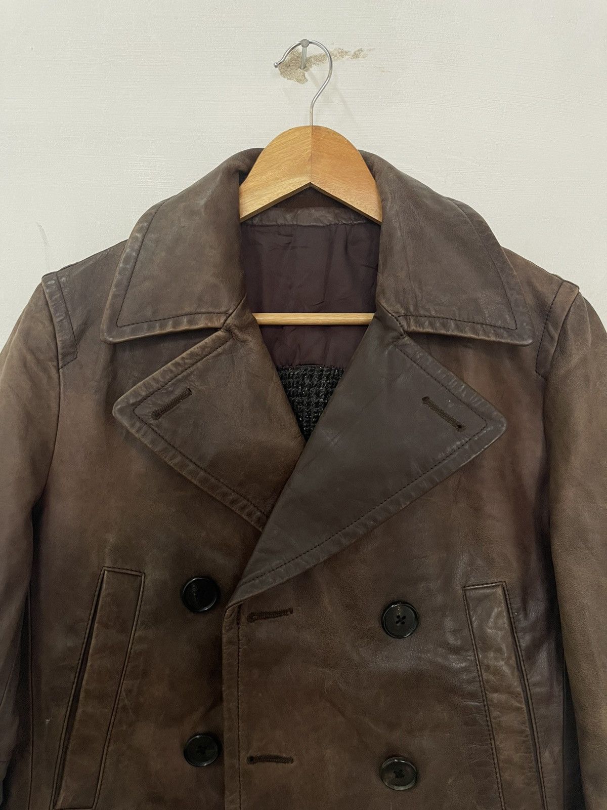 United Arrows VINTAGE UNITED ARROWS DOUBLE BREASTED LEATHER COAT Size US M / EU 48-50 / 2 - 3 Thumbnail