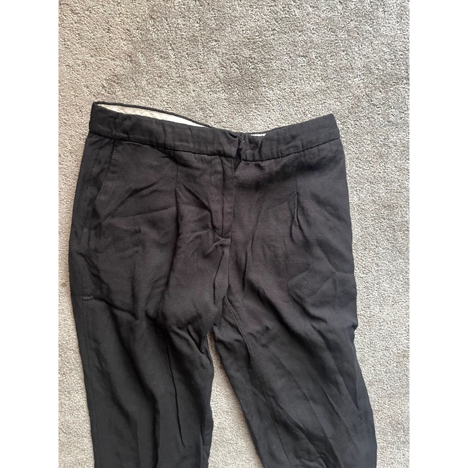 H&M H&M Black Trousers Mid Rise Flat Front Tapered Dress Pants Womens 2 Size 26" / US 2 / IT 38 - 4 Thumbnail