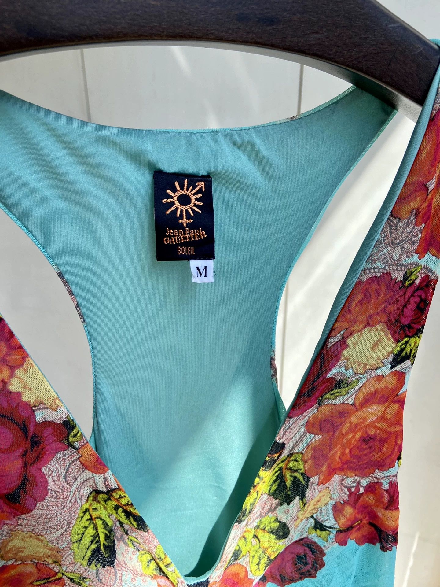 Jean Paul Gaultier JPG Women's Tiffany Blue Rose Print Tulle Dress M Size M / US 6-8 / IT 42-44 - 5 Thumbnail