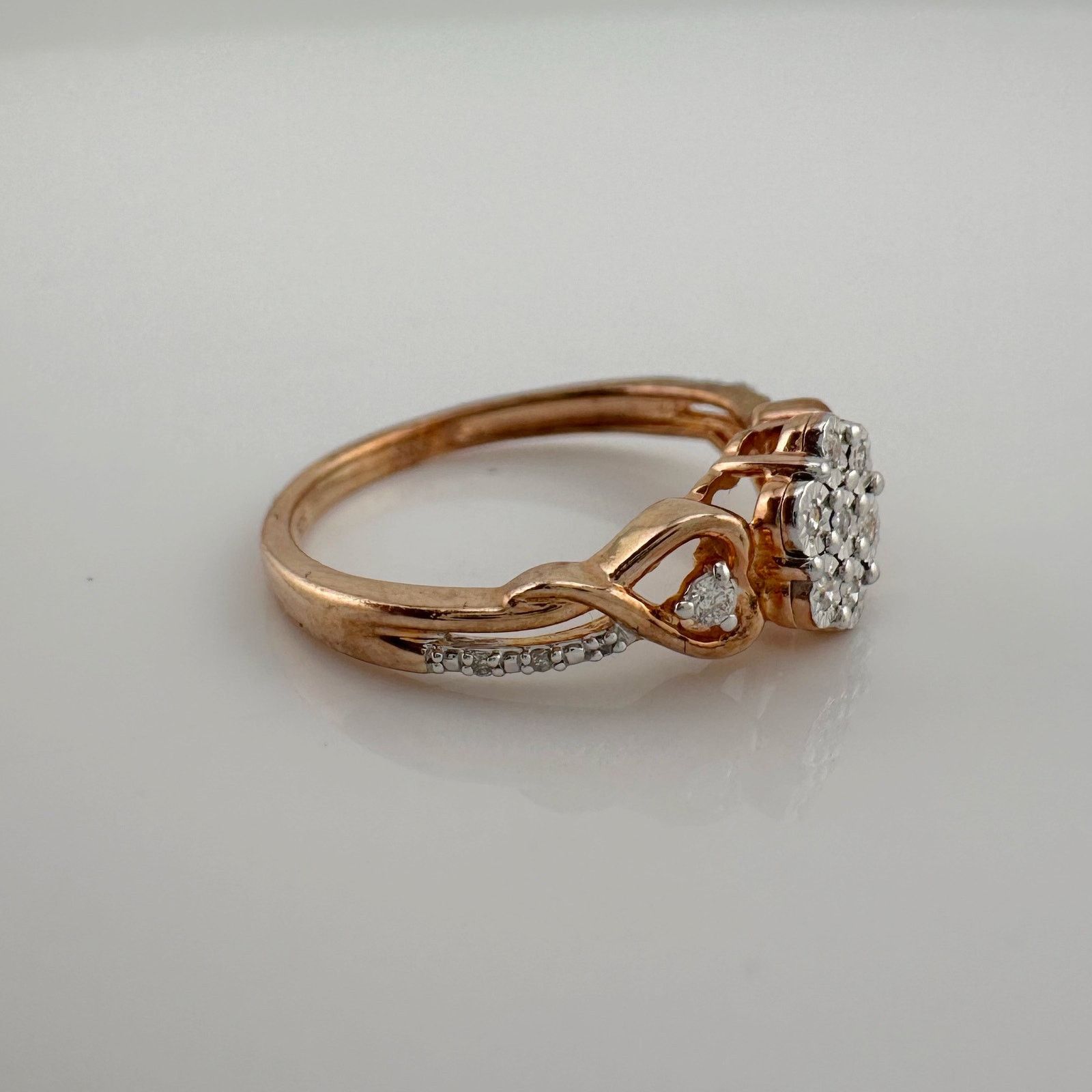 Other Two Tone Diamond Cluster Ring with Hearts on sides - size 7 Size ONE SIZE - 9 Thumbnail