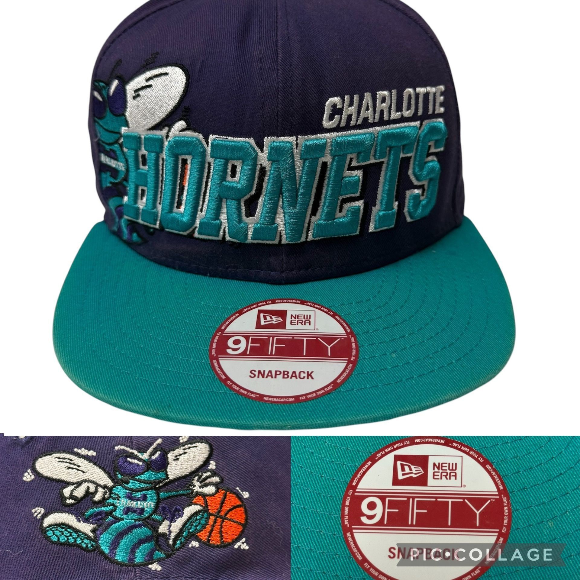 New Era Vtg New Era CHARLOTTE HORNETS Hat FIFTY 9 Embroidered Cap Size ONE SIZE - 1 Thumbnail