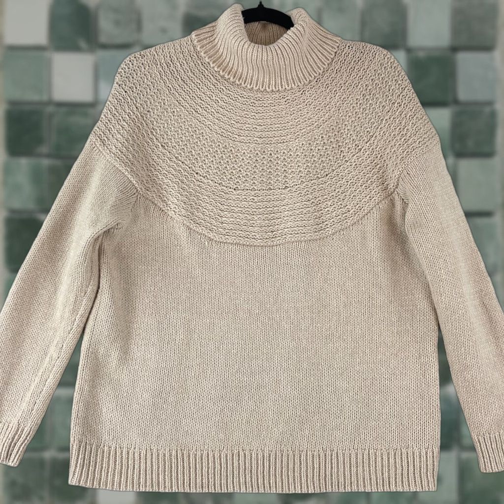 J. Jill J. Jill Petites Ivory Heavy Knit Sweater Womens Cowl Long Sleeve Pullover Size PL Size L / US 10 / IT 46 - 1 Thumbnail