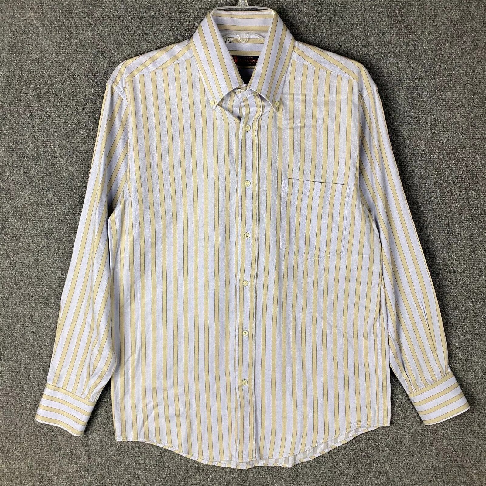 Other Alessandro Dress Shirt Men's 39 15.5 Long Sleeve Striped Size US M / EU 48-50 / 2 - 1 Thumbnail