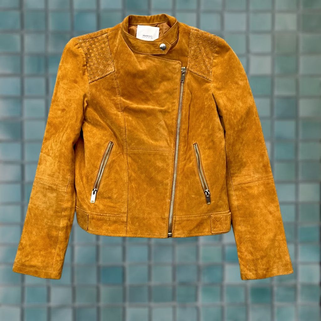 Mango Mango Yellow Biker Jacket Womens XS Leather Asymmetrical Zip Size XS / US 0-2 / IT 36-38 - 1 Thumbnail