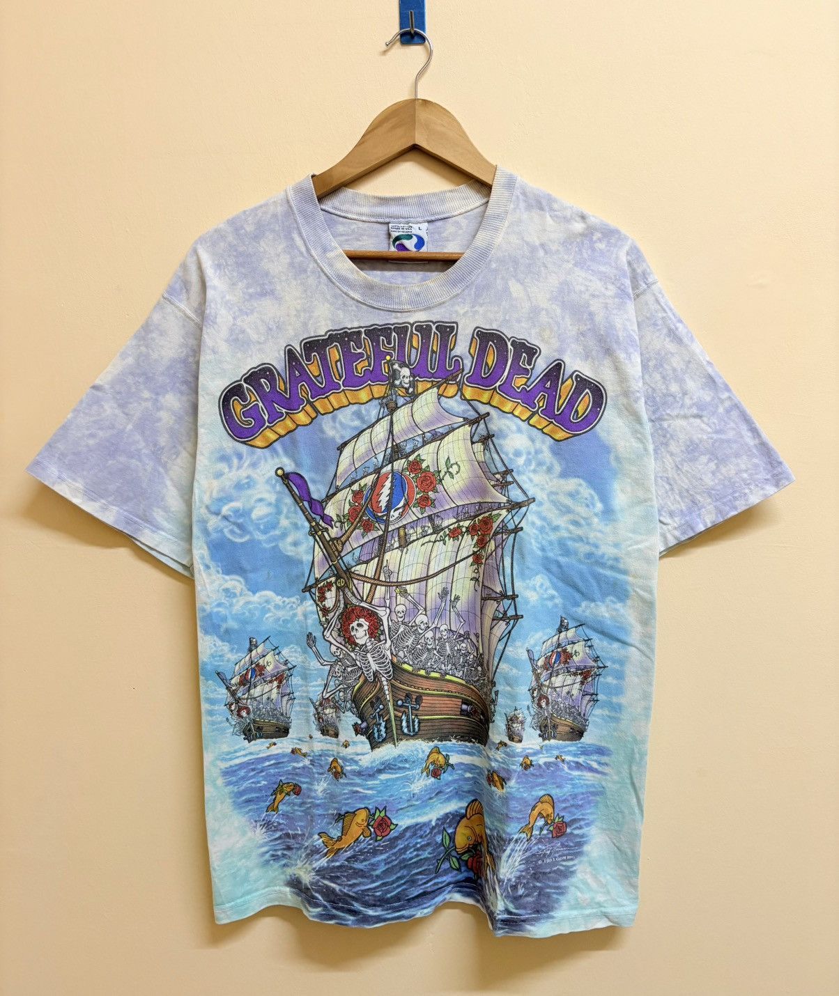 Vintage 90s Grateful Dead Band Ship Of Fools Liquid Blue 93