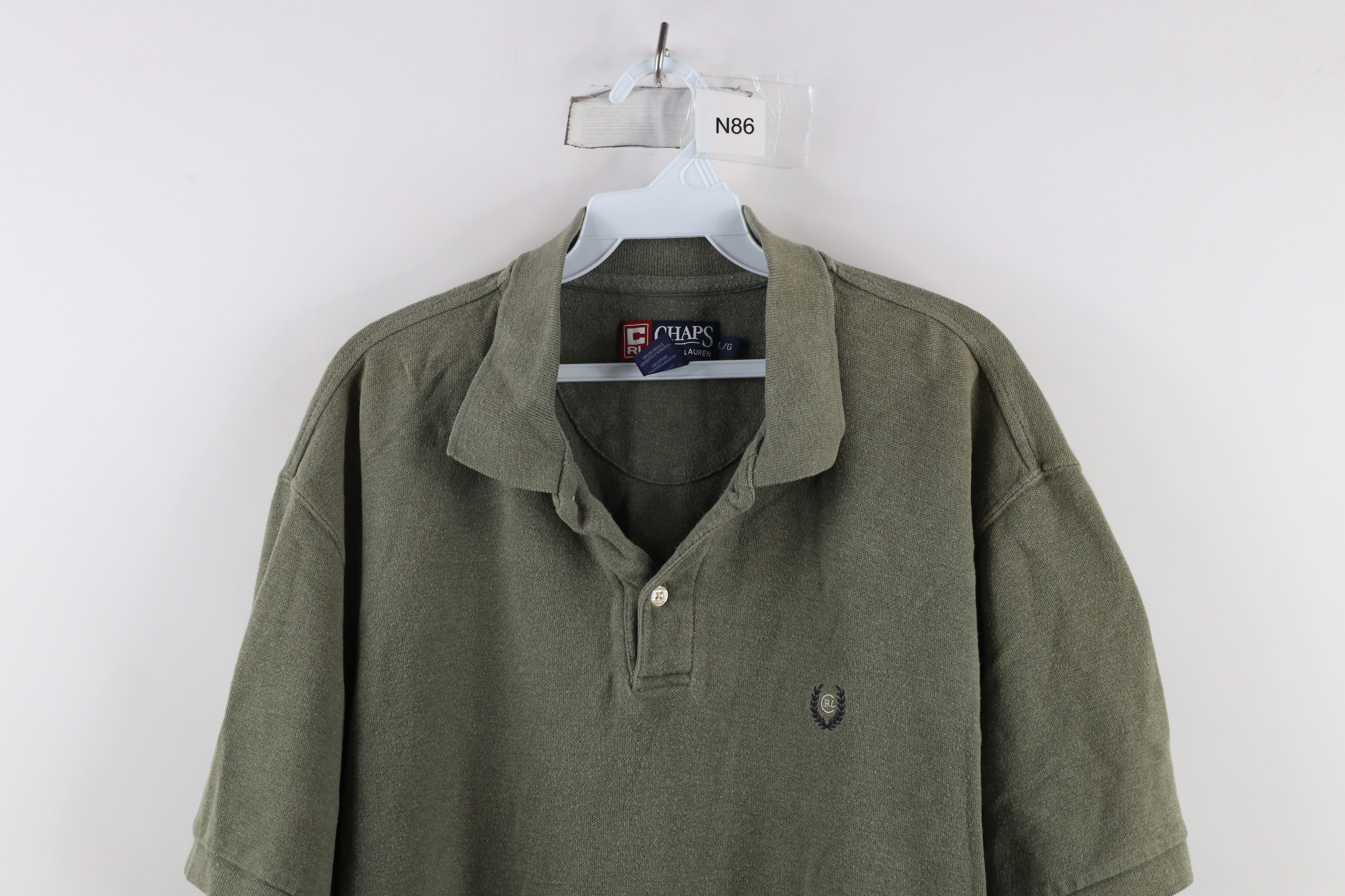 Ralph Lauren × Vintage Vintage 90s Chaps Ralph Lauren Monogram Polo Shirt Green Size US L / EU 52-54 / 3 - 2 Thumbnail