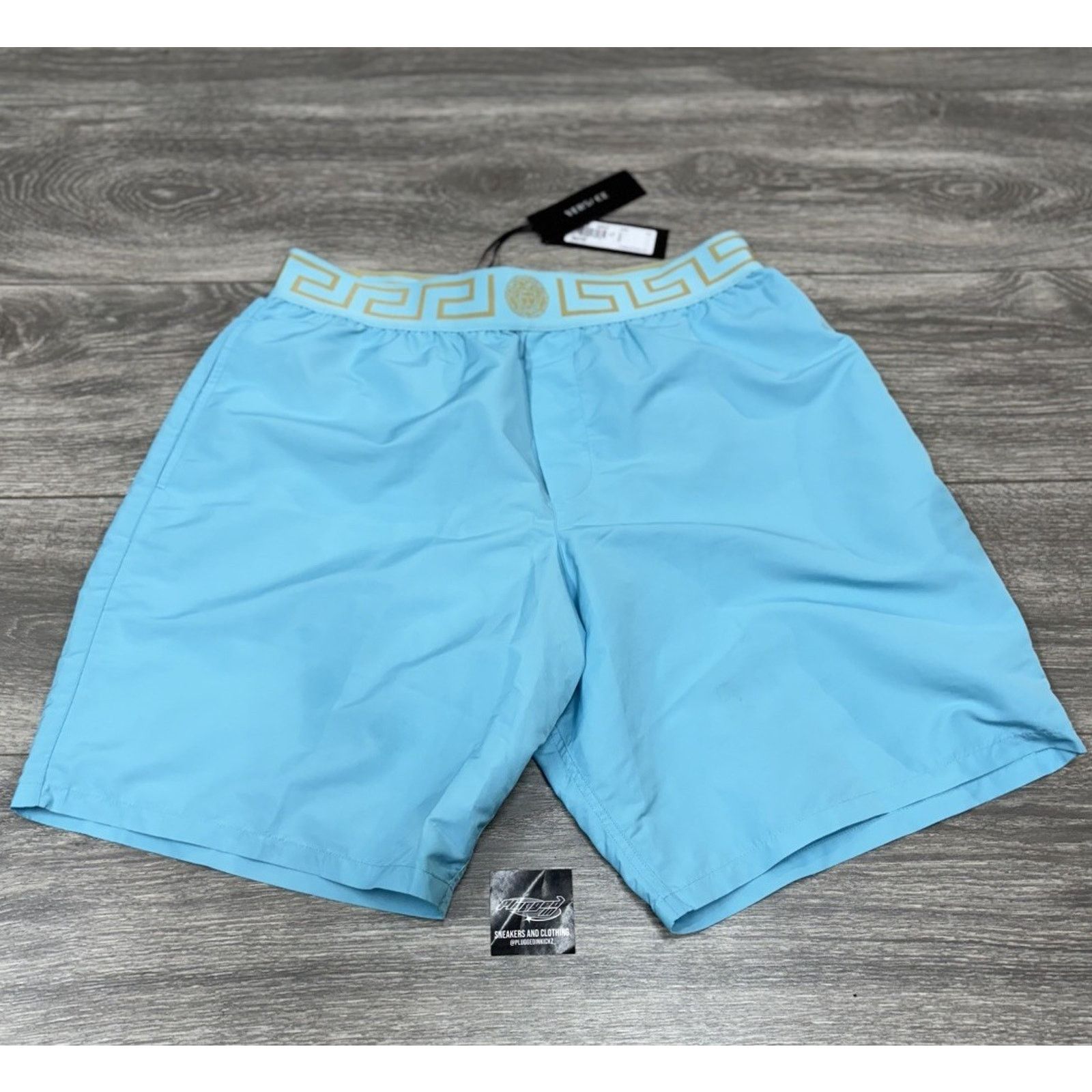 Versace Size 5 - Versace Greca Border Swim Shorts' Blue ' | NEW! Size US 31 - 1 Thumbnail