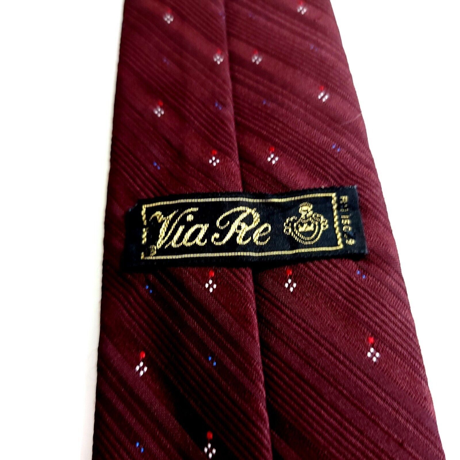 Vintage Via Re Woven Red Brown Horse & Jockey Short Skinny Silk Tie Size ONE SIZE - 3 Thumbnail