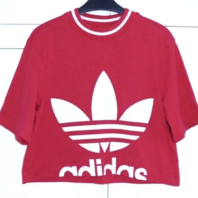Adidas Adidas Crop Shirt Tee Size UK 8 Womens Pink Big Trefoil Logo Top Pre Loved Vgc Size M / US 6-8 / IT 42-44 - 2 Thumbnail