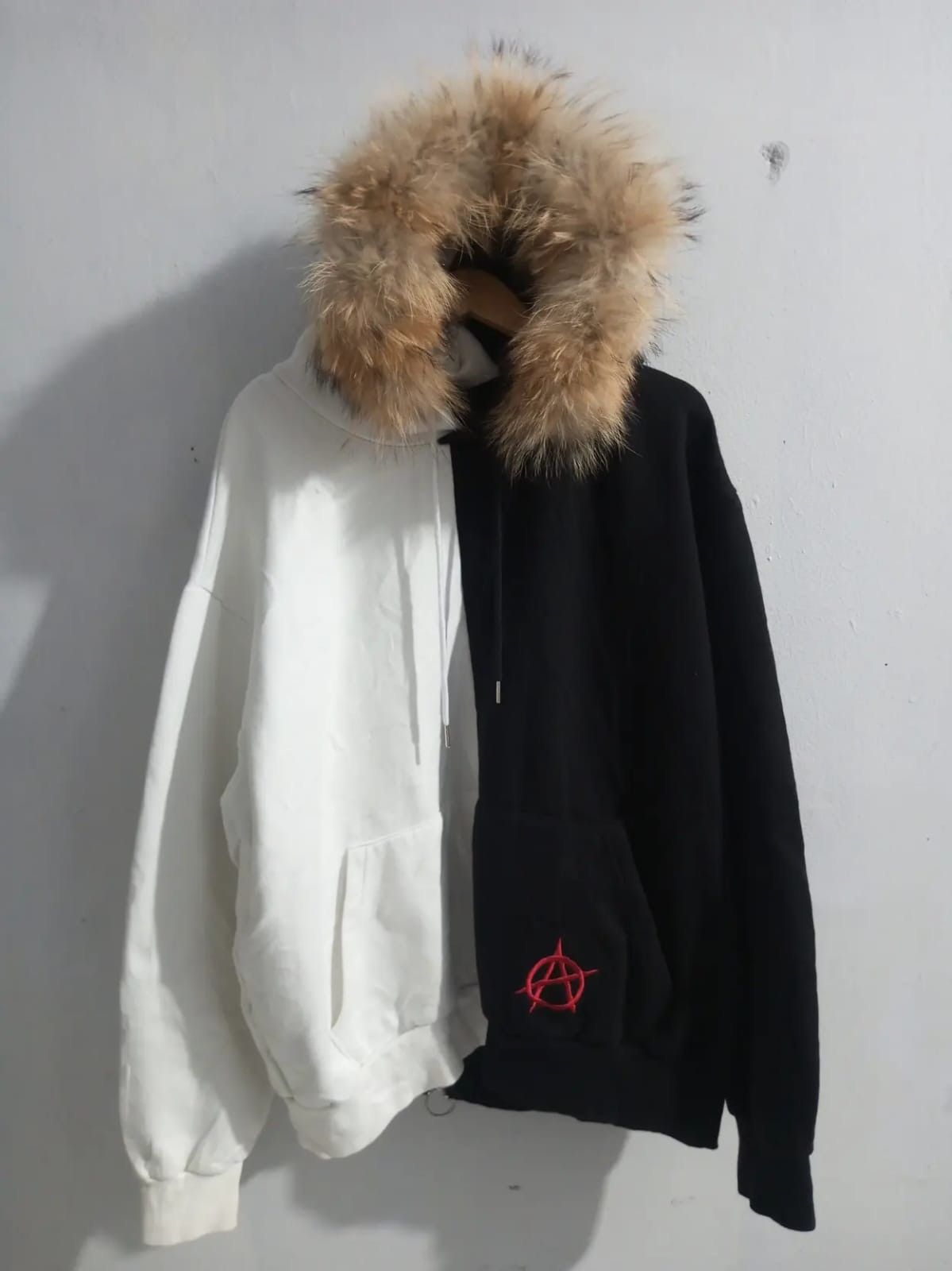 Japanese Brand Vtg BBW color block oversize fur hoodie Size US XL / EU 56 / 4 - 1 Thumbnail