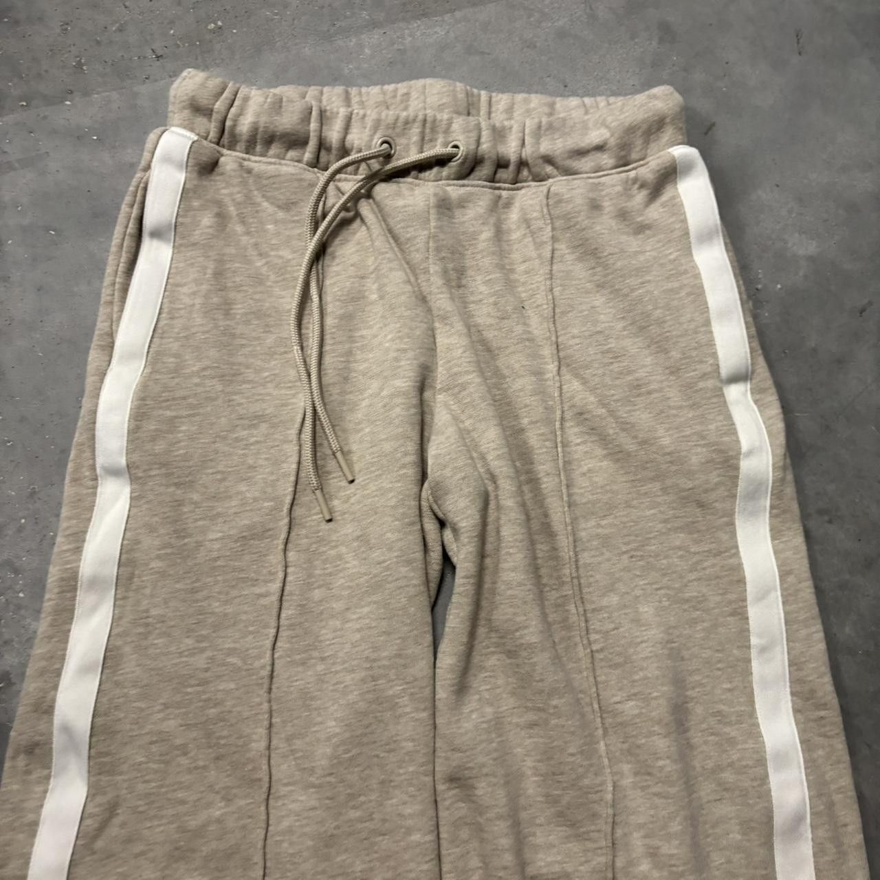 Japanese Brand × Vintage Crazy Vintage Y2K/2000s Baggy Cream Striped Comfy Wide Leg Streetwear Sweatpants! Size US 30 / EU 46 - 3 Thumbnail