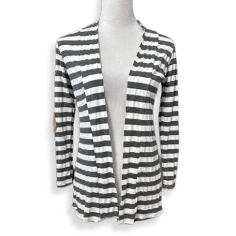 Other Myobe Cardigan Sweater Elbow Patches Striped Gray White S Size S / US 4 / IT 40 - 1 Thumbnail