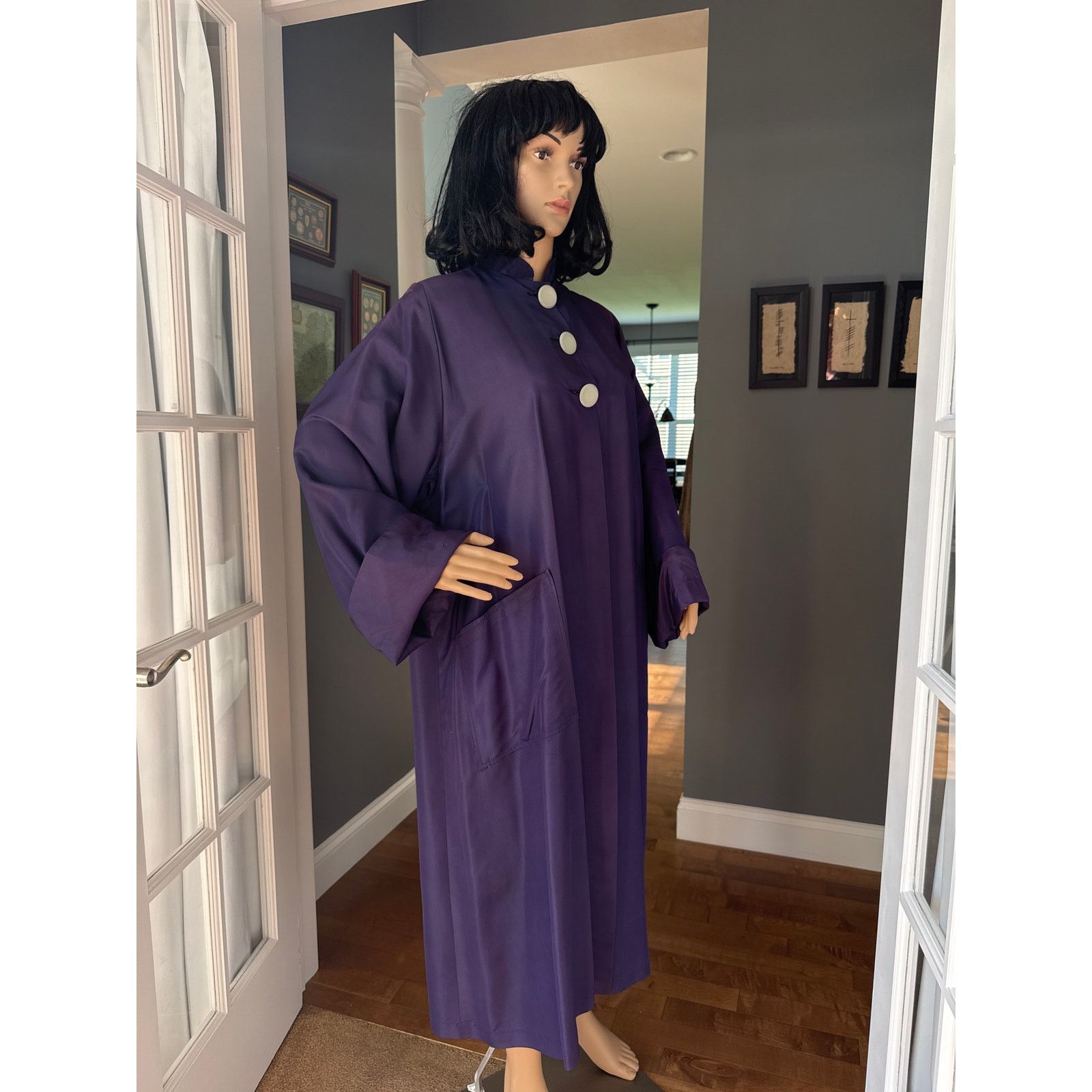 Vintage Vintage Purple Sateen Lined Duster Swing Coat 3 button close Size L / US 10 / IT 46 - 16 Thumbnail