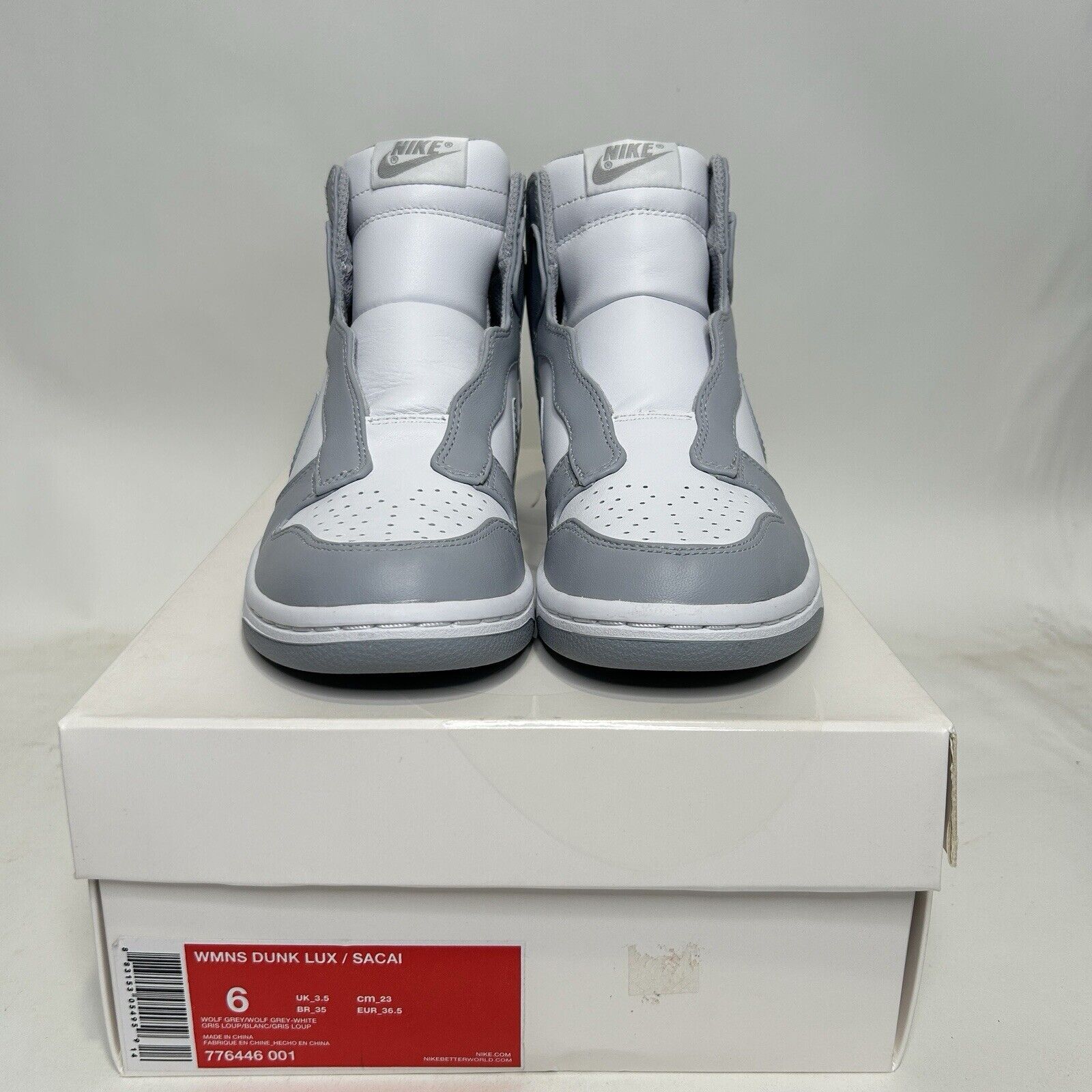 Nike Nike sacai x NikeLab x Dunk Lux “Wolf Grey” 2024 Size US 6 / IT 36 - 2 Thumbnail