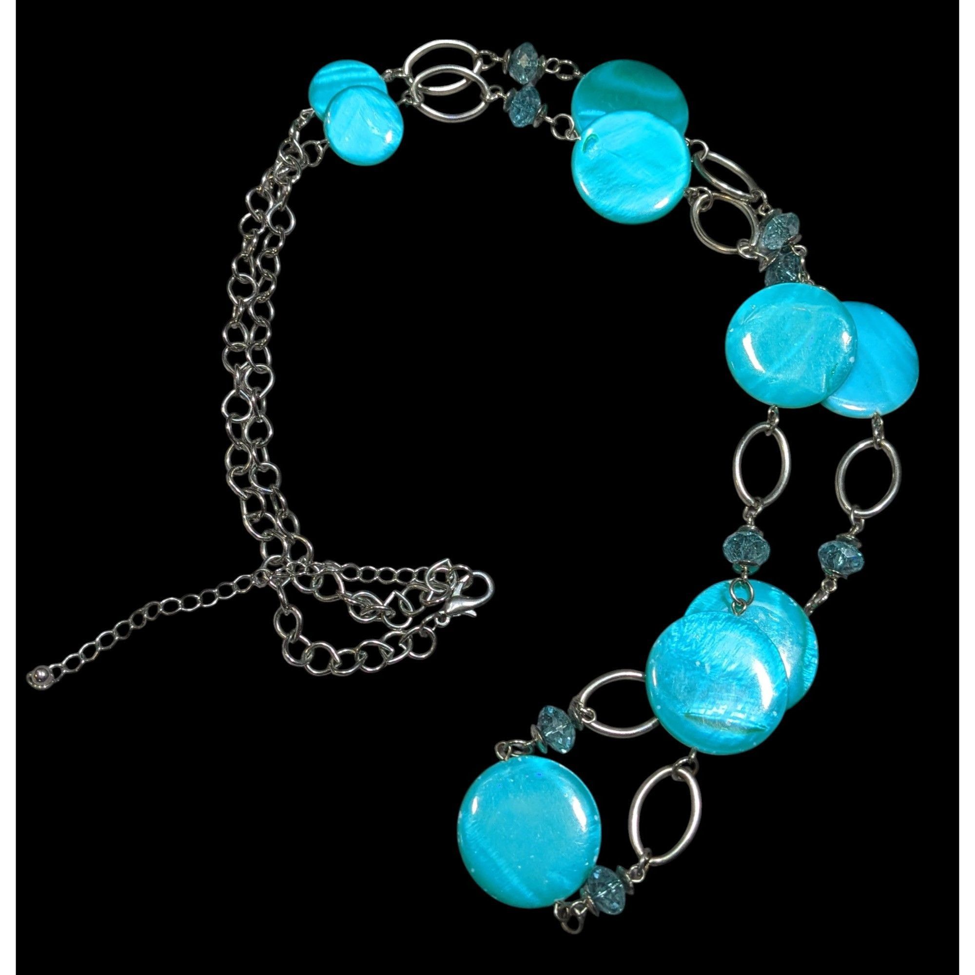 Other Retro Mermaidcore Blue Shell And Glass Station Necklace Size ONE SIZE - 1 Thumbnail
