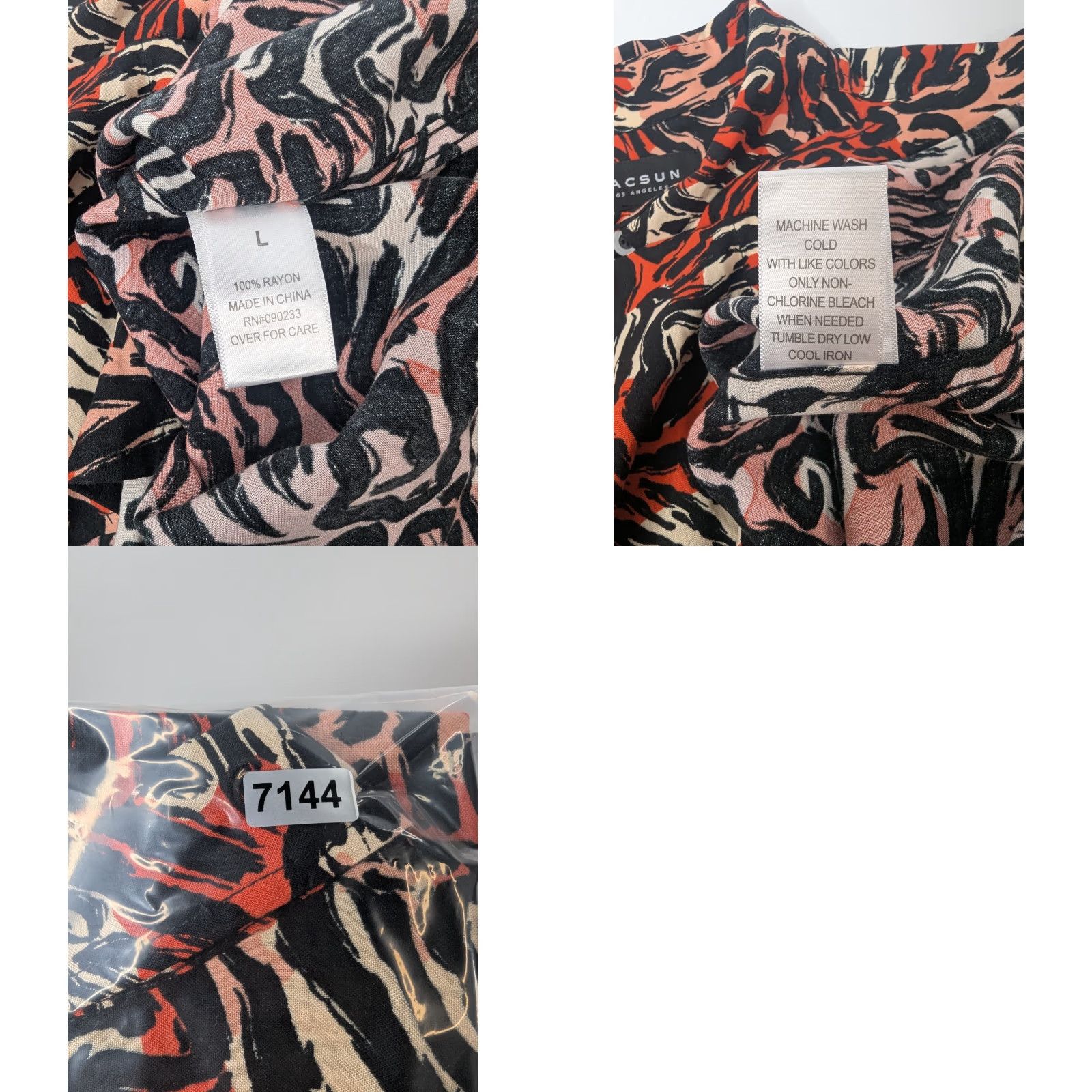 Pacsun VINTAGE Pacsun Shirt Main Selling Point: PacSun Men's Large Orange Swirl Stripe Animal Print Resort Rayon Button Shirt Size US L / EU 52-54 / 3 - 8 Thumbnail