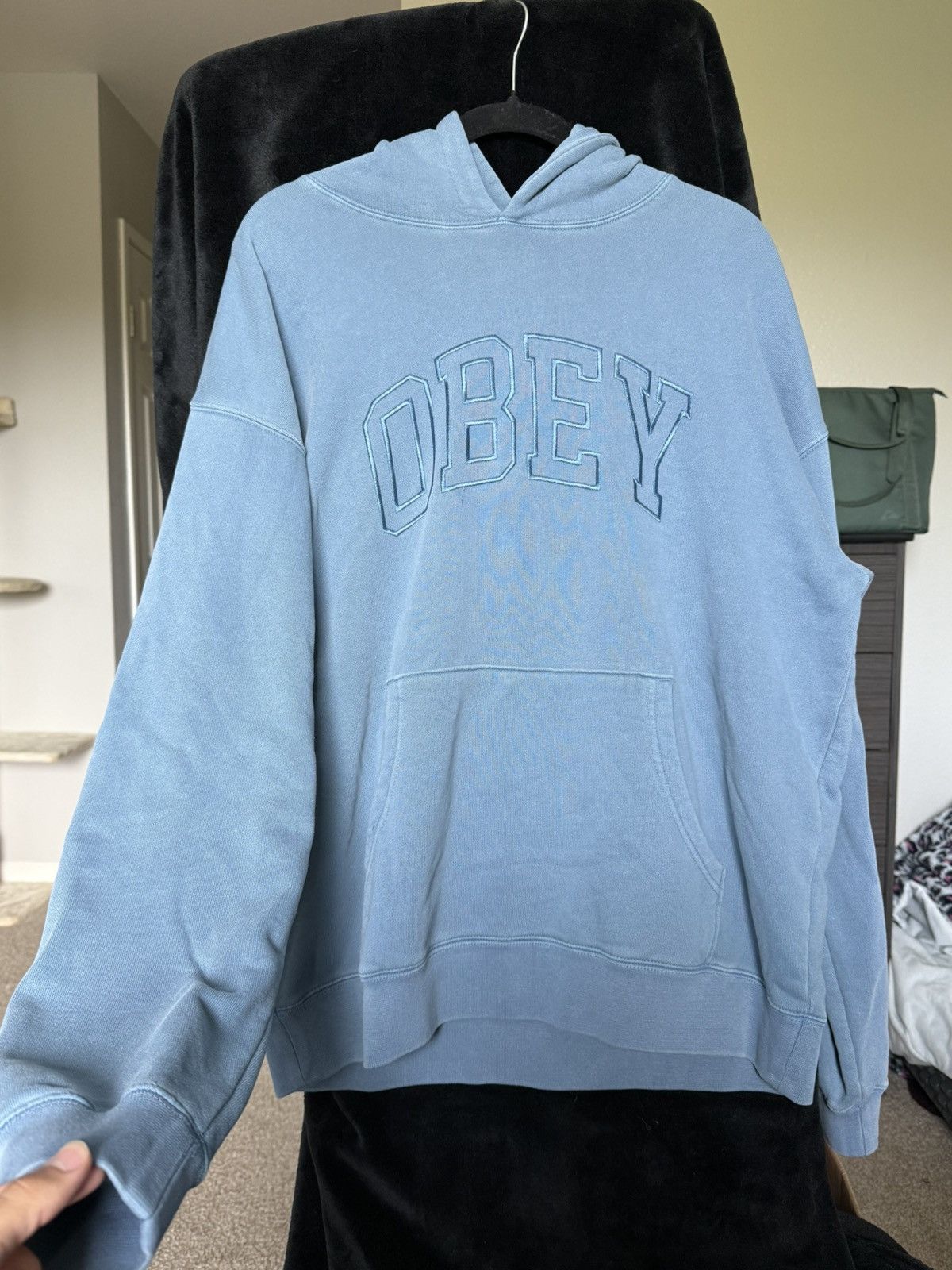 Obey Obey Pigment Dyed Hoodie Baby Blue Minimal Streetwear Size US M / EU 48-50 / 2 - 1 Thumbnail