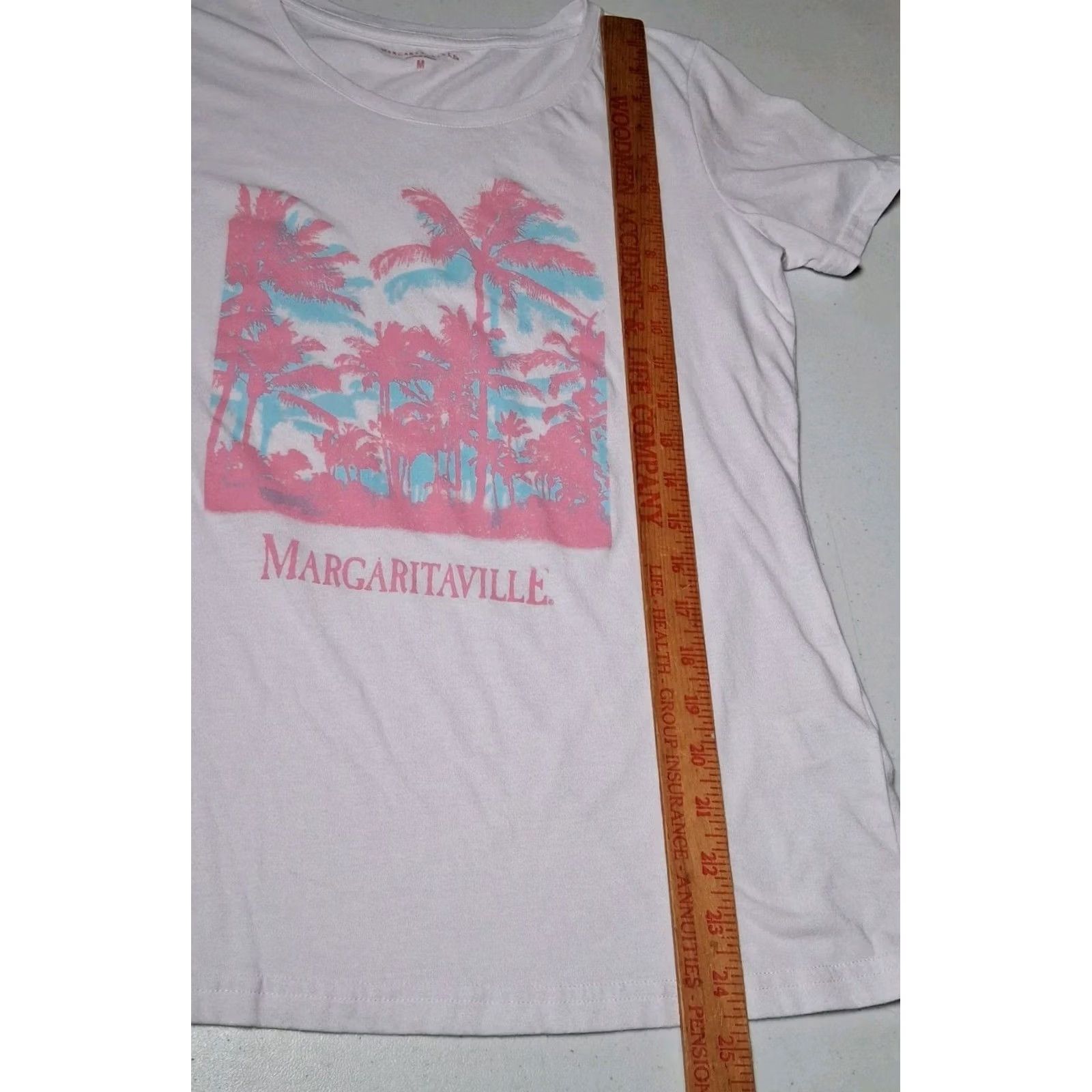 Pinko Jimmy Buffett Margaritaville Shirt Medium White Pink Tropical Beach Restaurant Casual T-Shirt Women Size M / US 6-8 / IT 42-44 - 6 Thumbnail