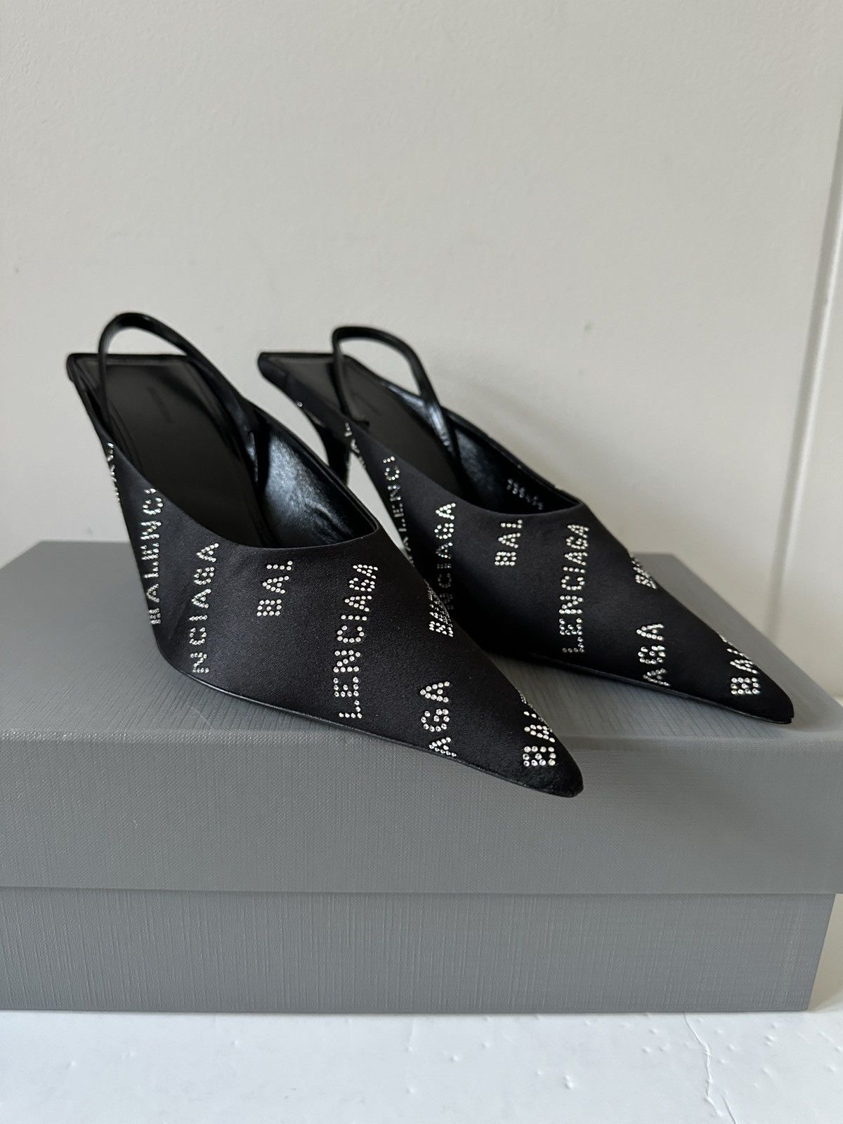 Balenciaga Square knife satin heels Size US 8.5 / IT 38.5 - 1 Thumbnail