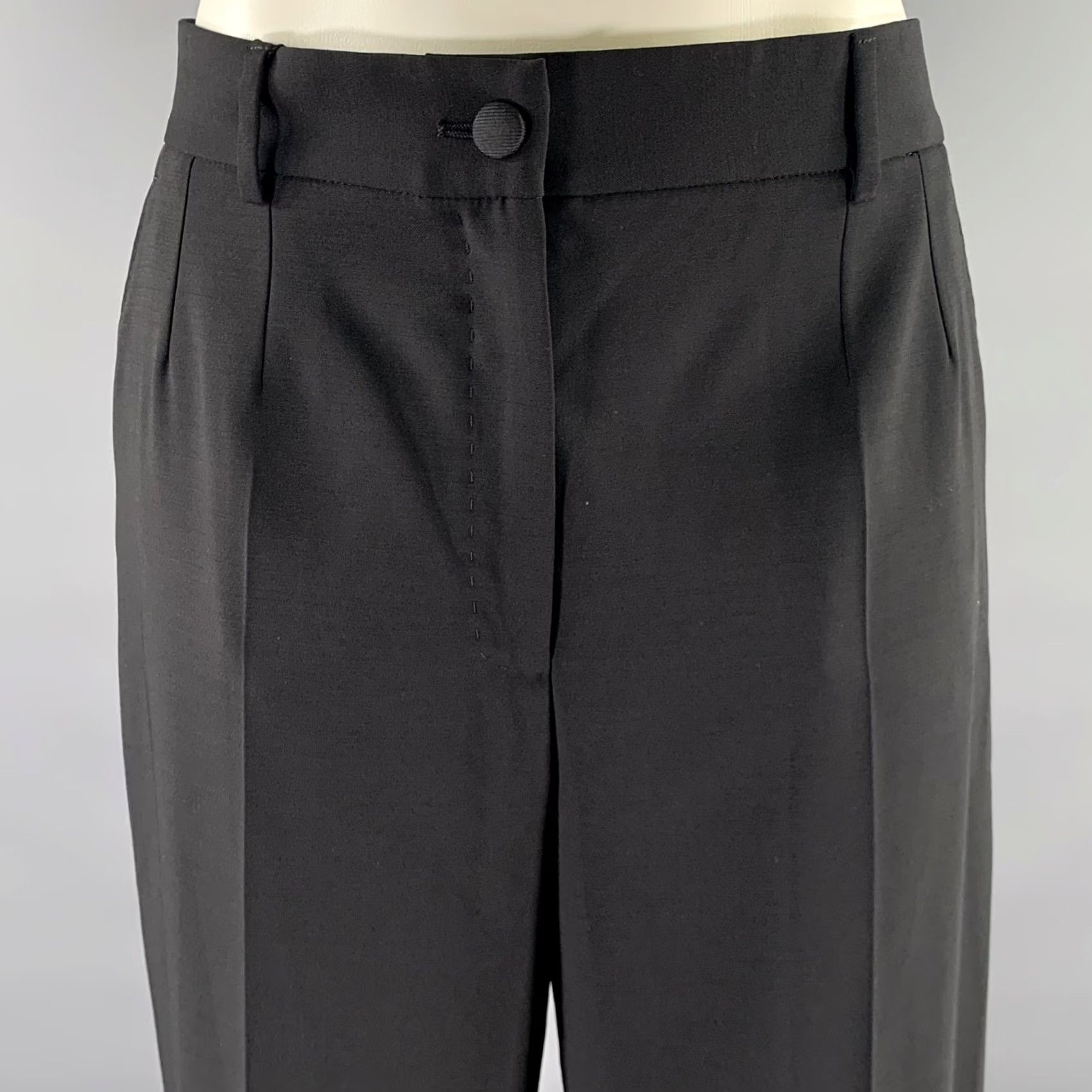 Dolce & Gabbana DOLCE & GABBANA Size 10 Black Wool Trouser Cut Pants Women Adult Regular Inseam 35 Virgin Wool Size 32" / US 10 / IT 46 - 2 Thumbnail