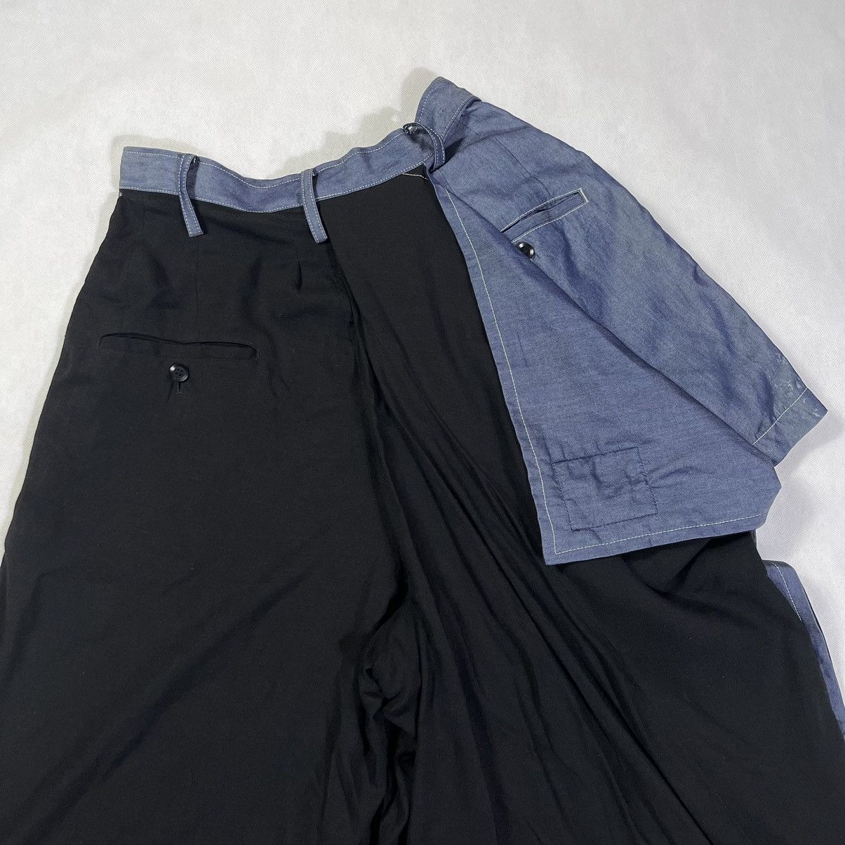 Yohji Yamamoto Rare! Yohji Yamamoto Split Denim Wide Asymmetrical Pant Size 28" / US 6 / IT 42 - 5 Thumbnail