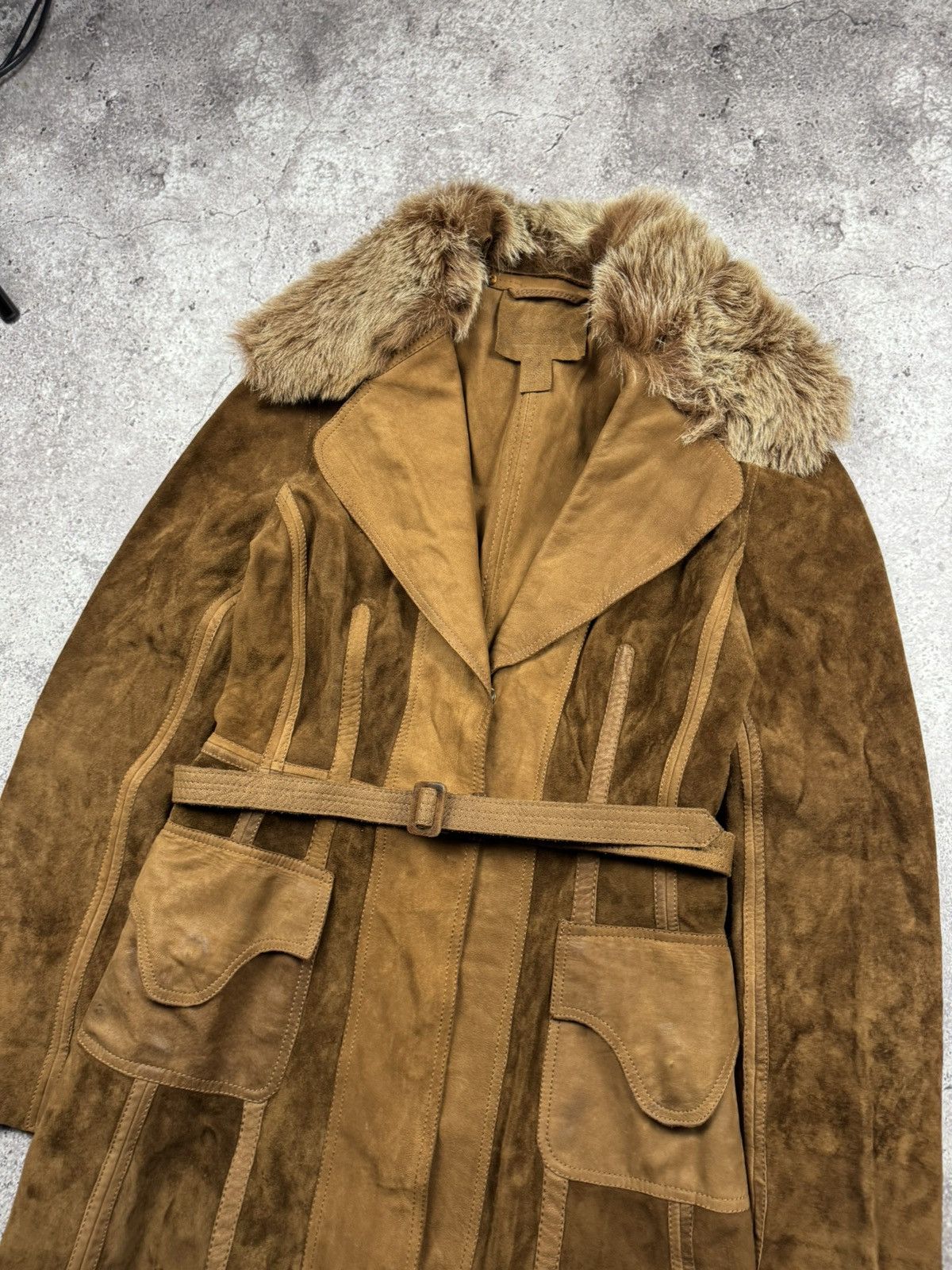 Japanese Brand VINTAGE SUEDE LEATHER FUR COAT JAPAN GLAMOUR RARE Y2K 90s Size S / US 4 / IT 40 - 7 Thumbnail