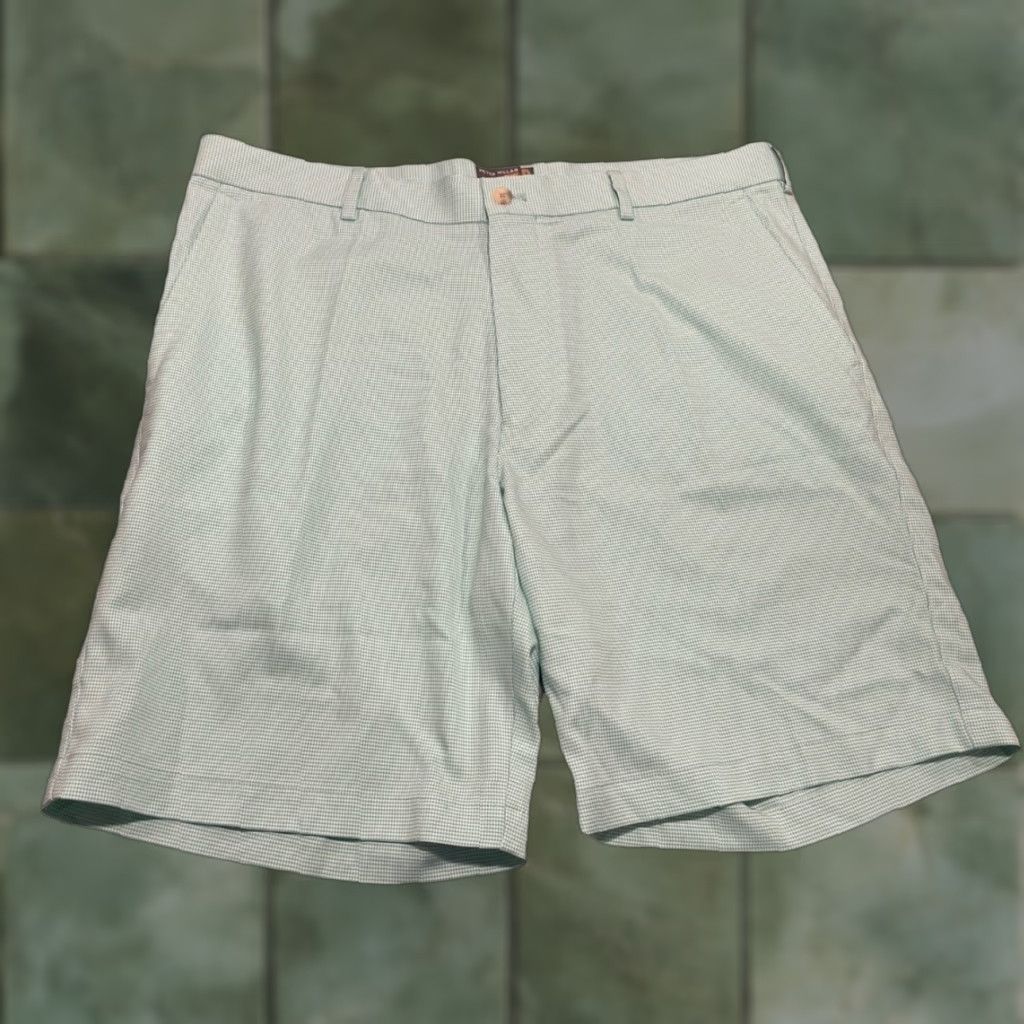 Peter Millar Peter Millar Shorts Mens 36 Blue Flat Front Golf Houndstooth Wicking Chino Lightweight Pockets Zip Size US 36 / EU 52 - 1 Thumbnail