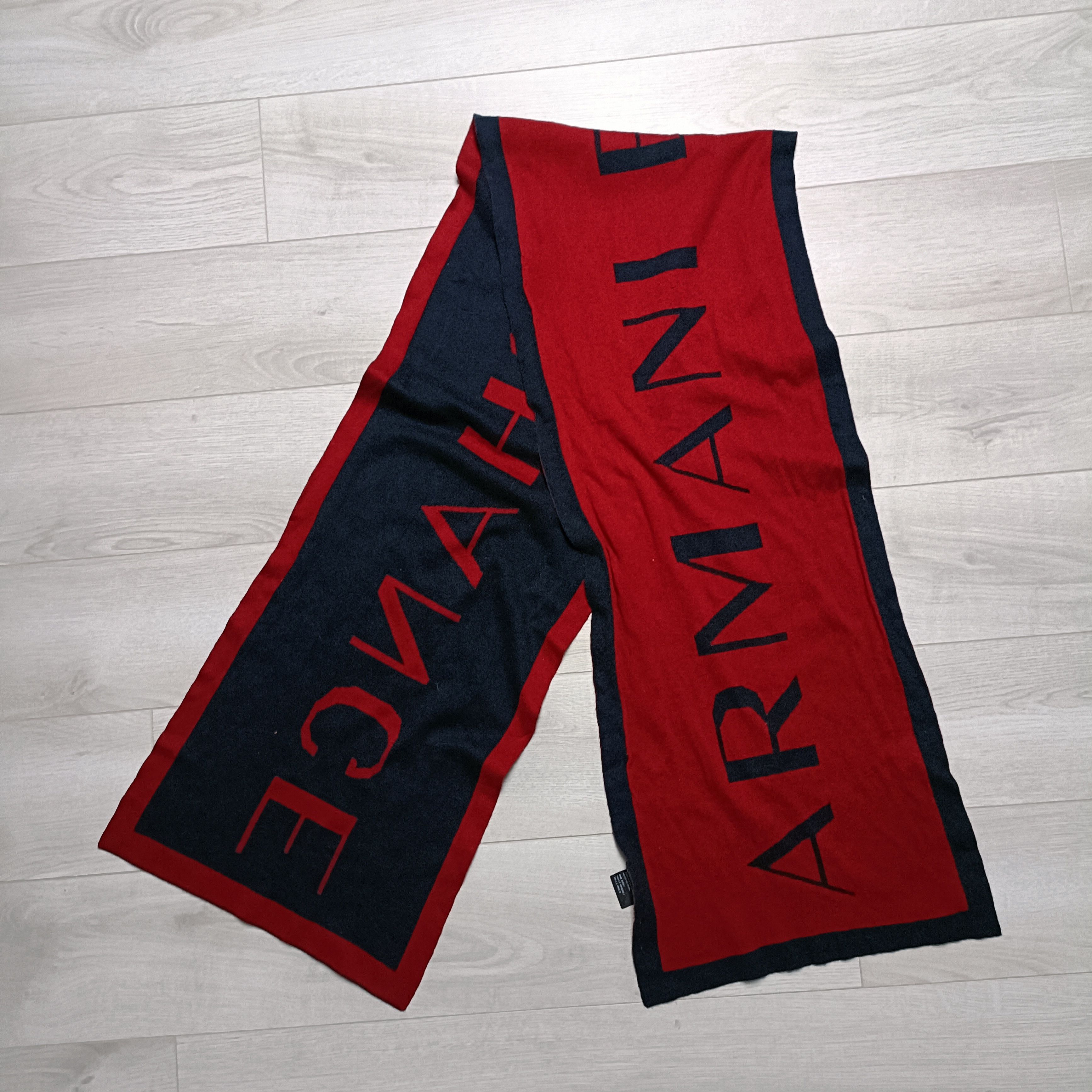 Armani Exchange Men's Red Navy Cotton Cashmer Scarf ! One Size Size ONE SIZE - 2 Thumbnail