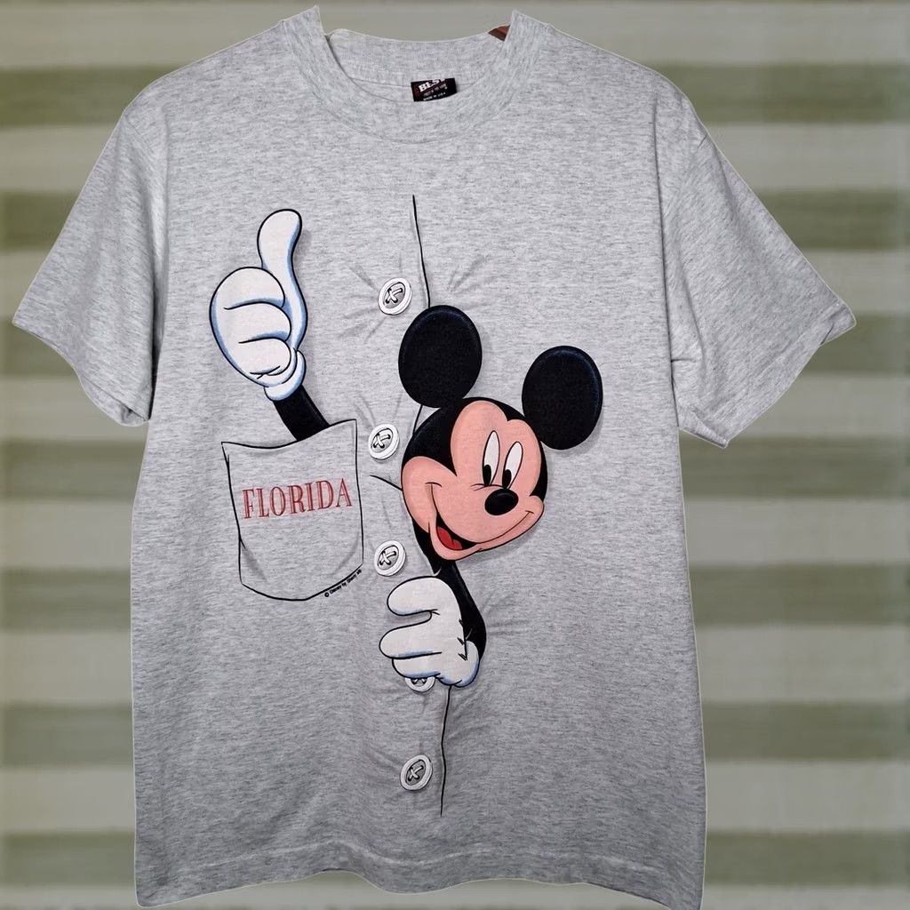Fruit Of The Loom VINTAGE Mickey Mouse Shirt Medium Short Sleeve Crew Neck Graphic 1990s Disney BEST Fruit of the Loom Men Gray Cotton Blend Size US M / EU 48-50 / 2 - 1 Thumbnail
