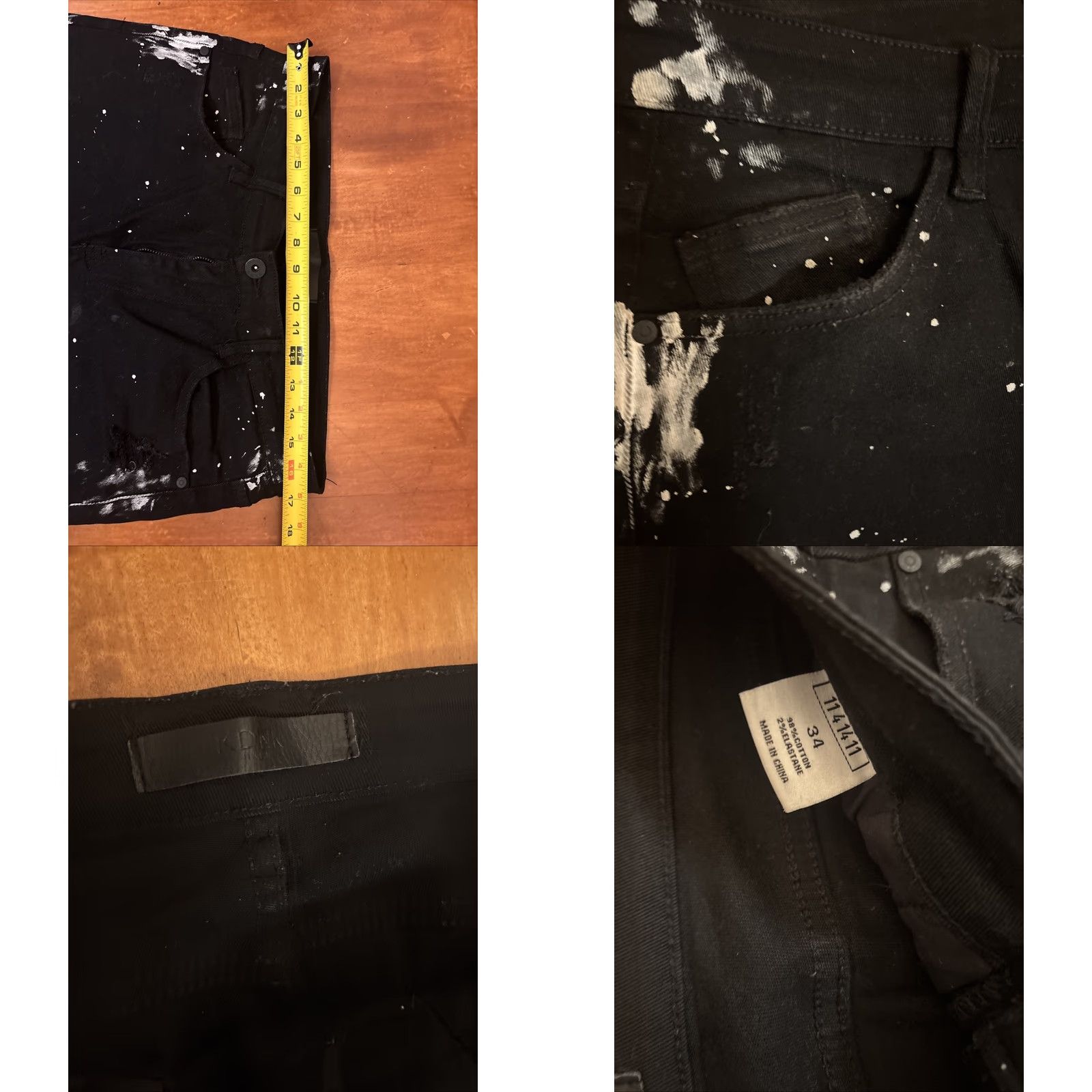 Vintage KDNK Black Distressed Comfort Stretch Skinny Jeans Mens 34x31 Size US 34 / EU 50 - 8 Thumbnail