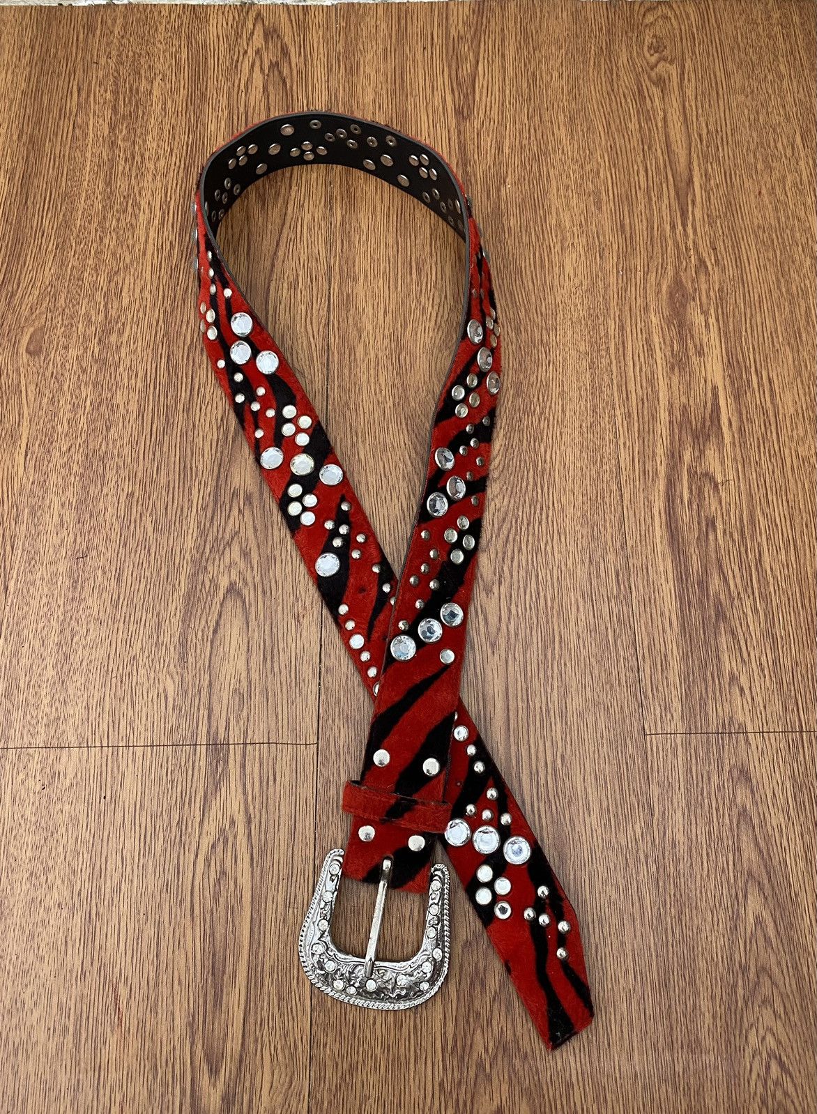 If Six Was Nine × Japanese Brand × Le Grande Bleu (L.G.B.) Black red Zebra crystal belt Size ONE SIZE - 1 Thumbnail
